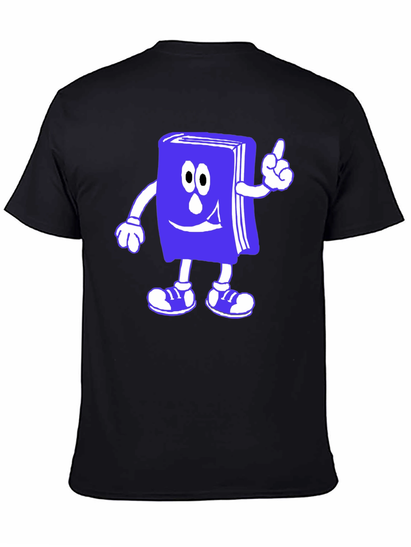 Funny Bookworm Cartoon T-Shirt - Black Cotton Tee