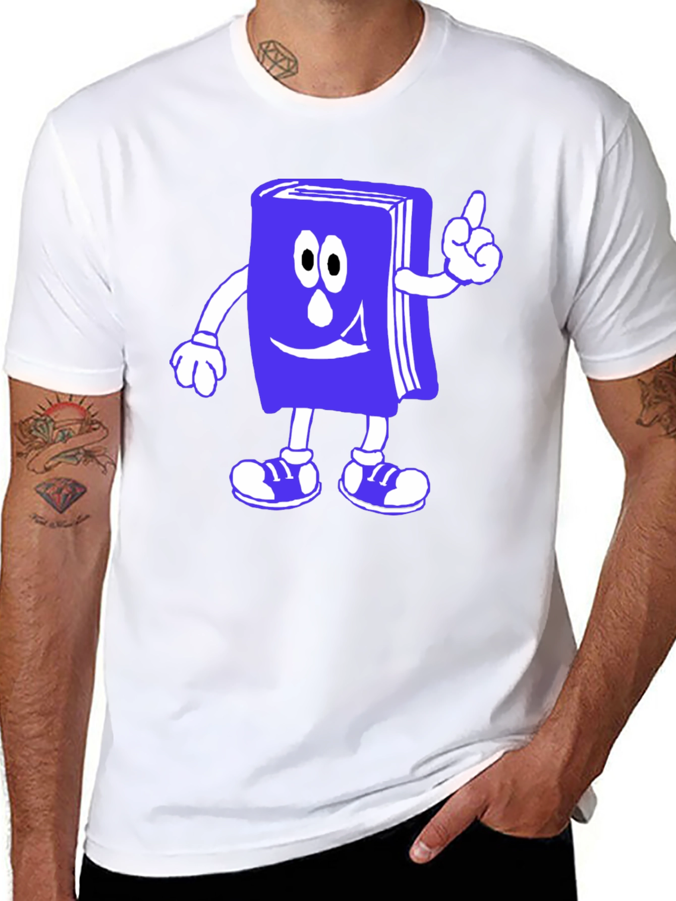 Funny Bookworm Cartoon T-Shirt - Black Cotton Tee