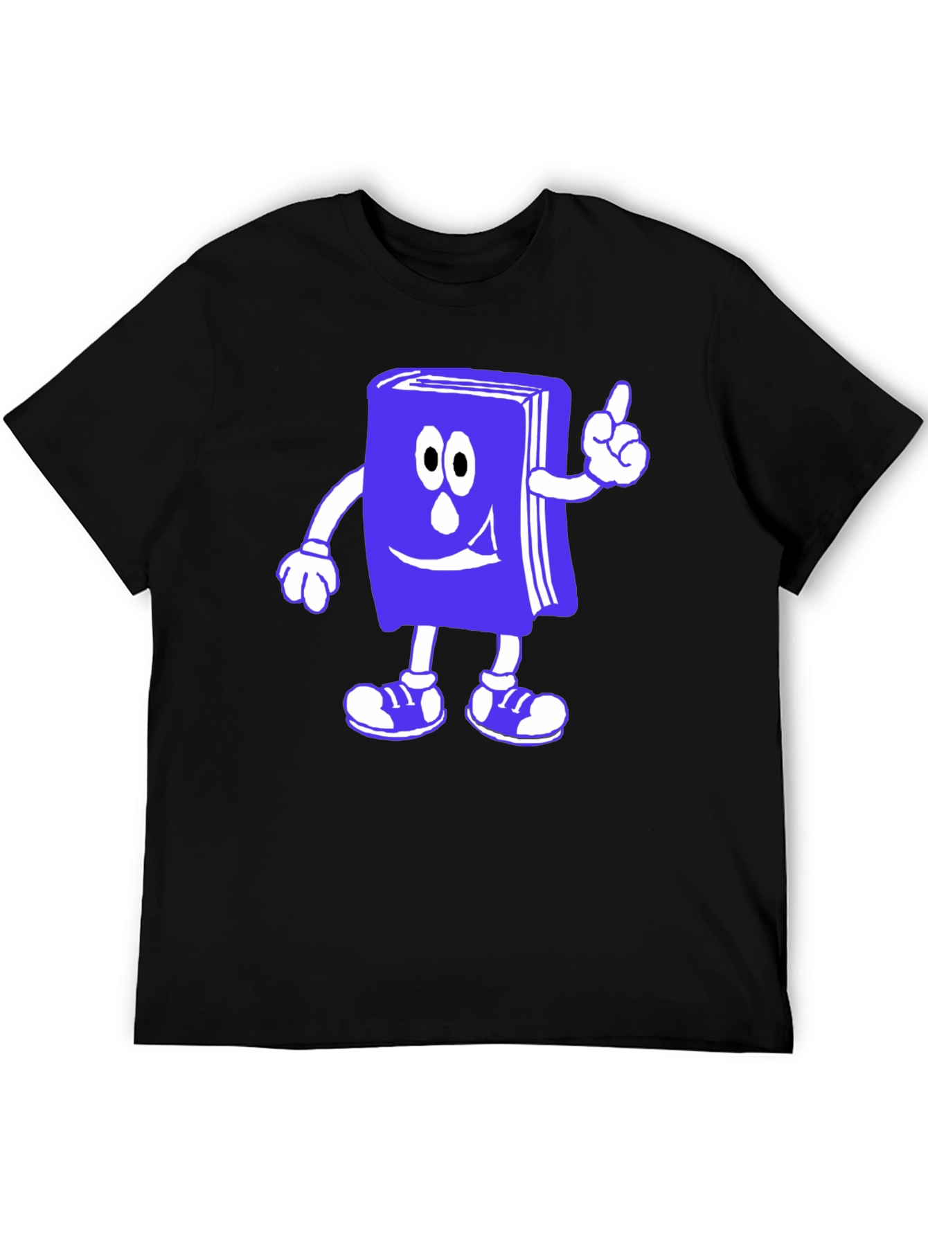 Funny Bookworm Cartoon T-Shirt - Black Cotton Tee