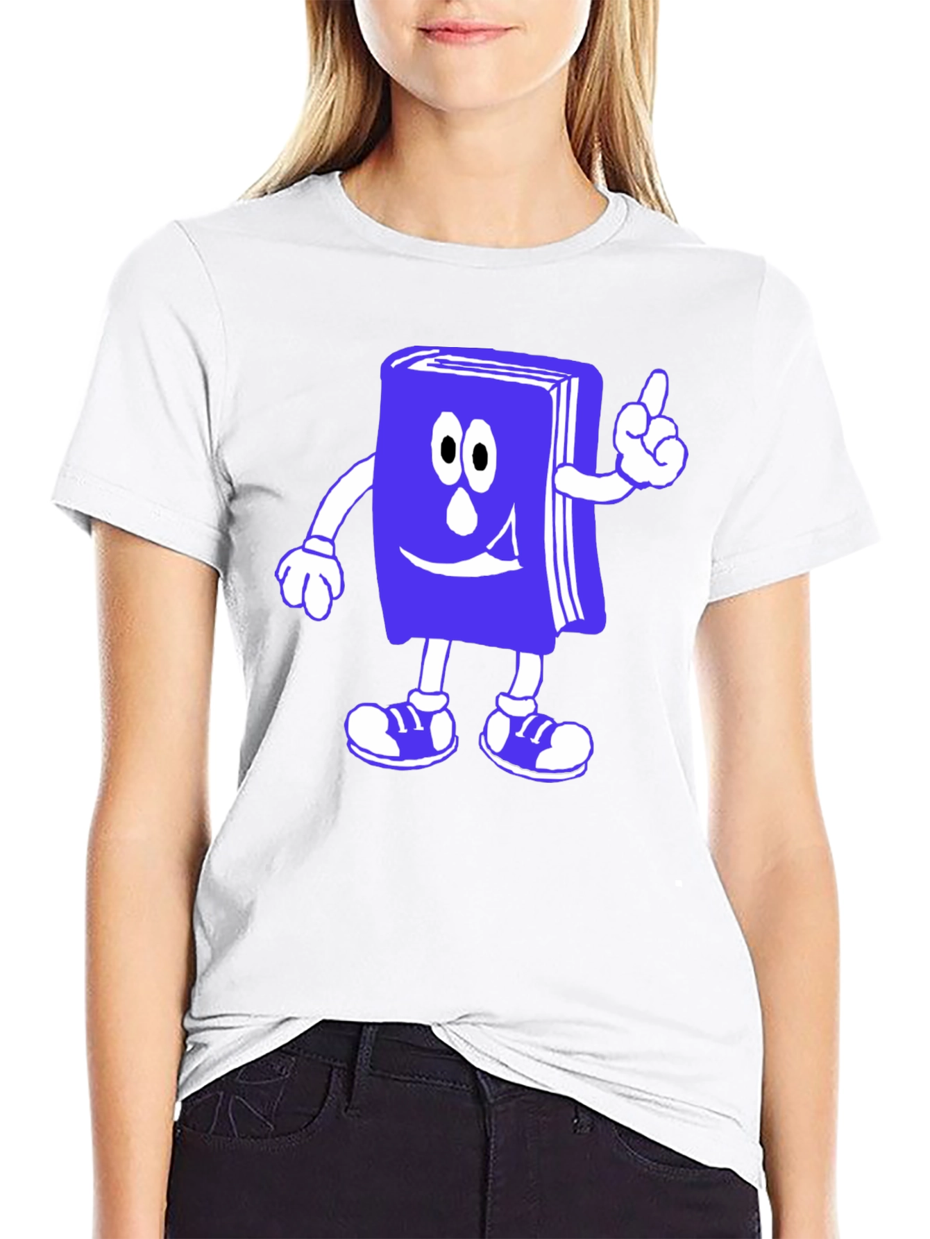 Funny Bookworm Cartoon T-Shirt - Black Cotton Tee