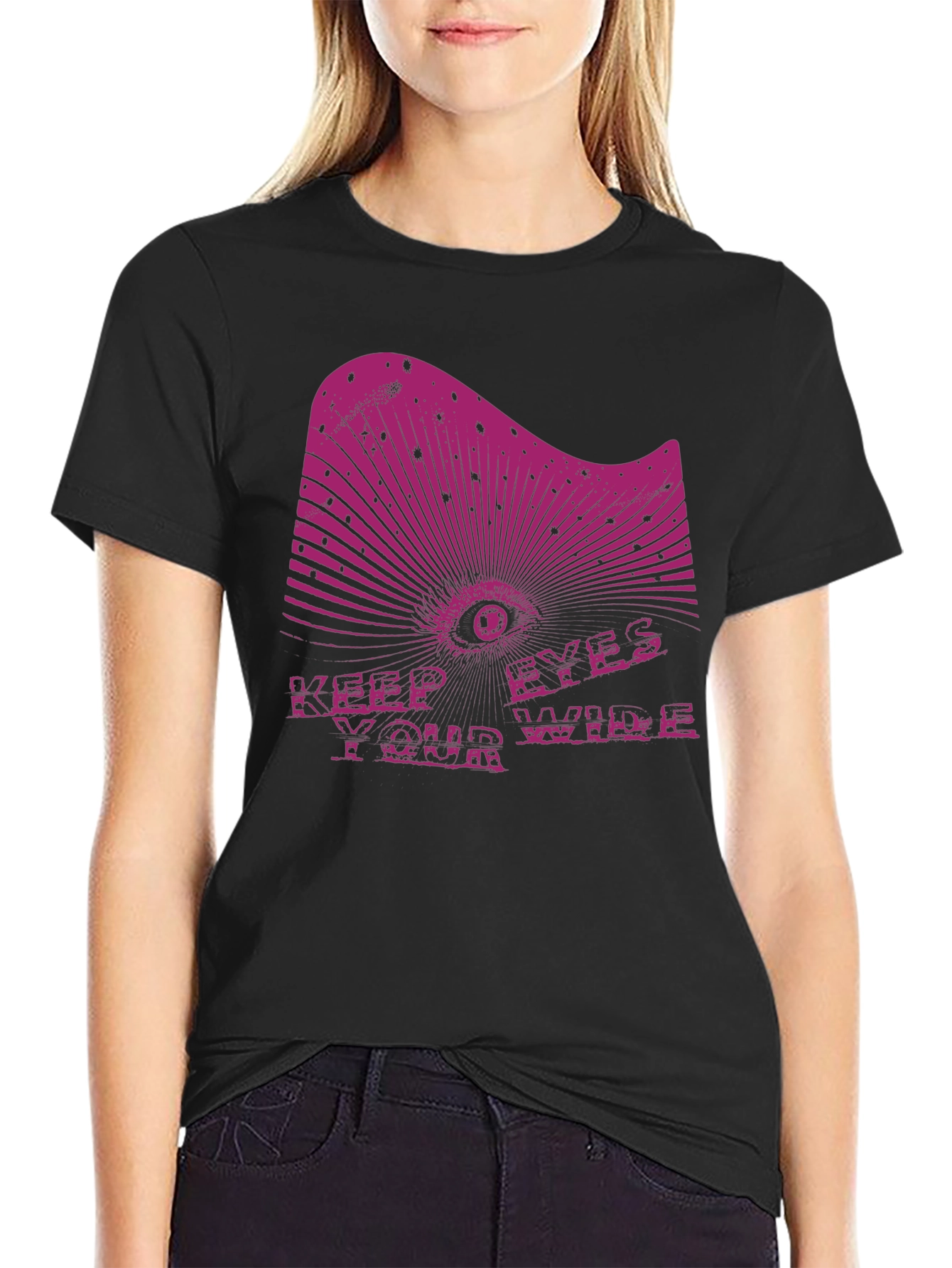 Keep Your Eyes Wide Black Graphic Tee