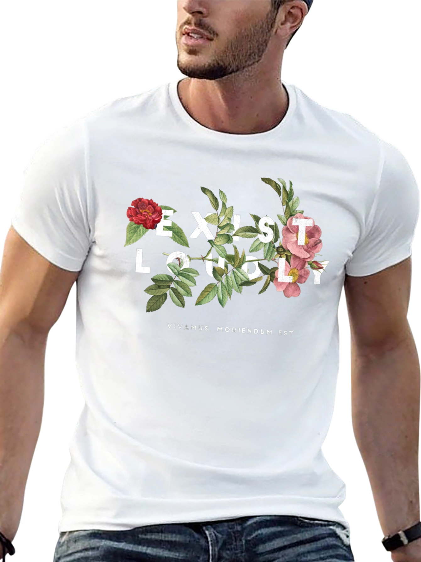 Exist Loudly Floral Print Black T-Shirt
