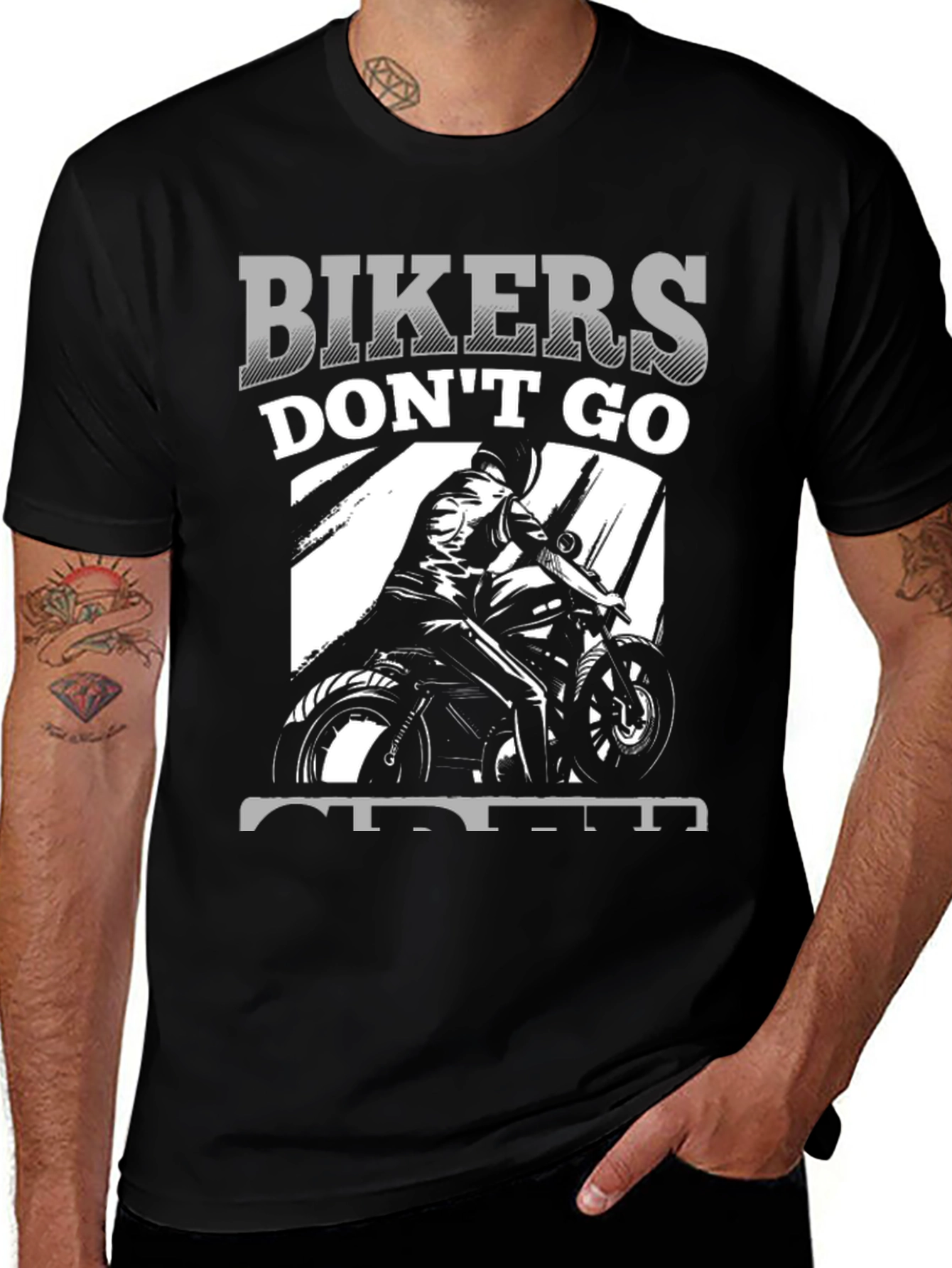 Bikers Dont Go Old - Black Graphic Tee