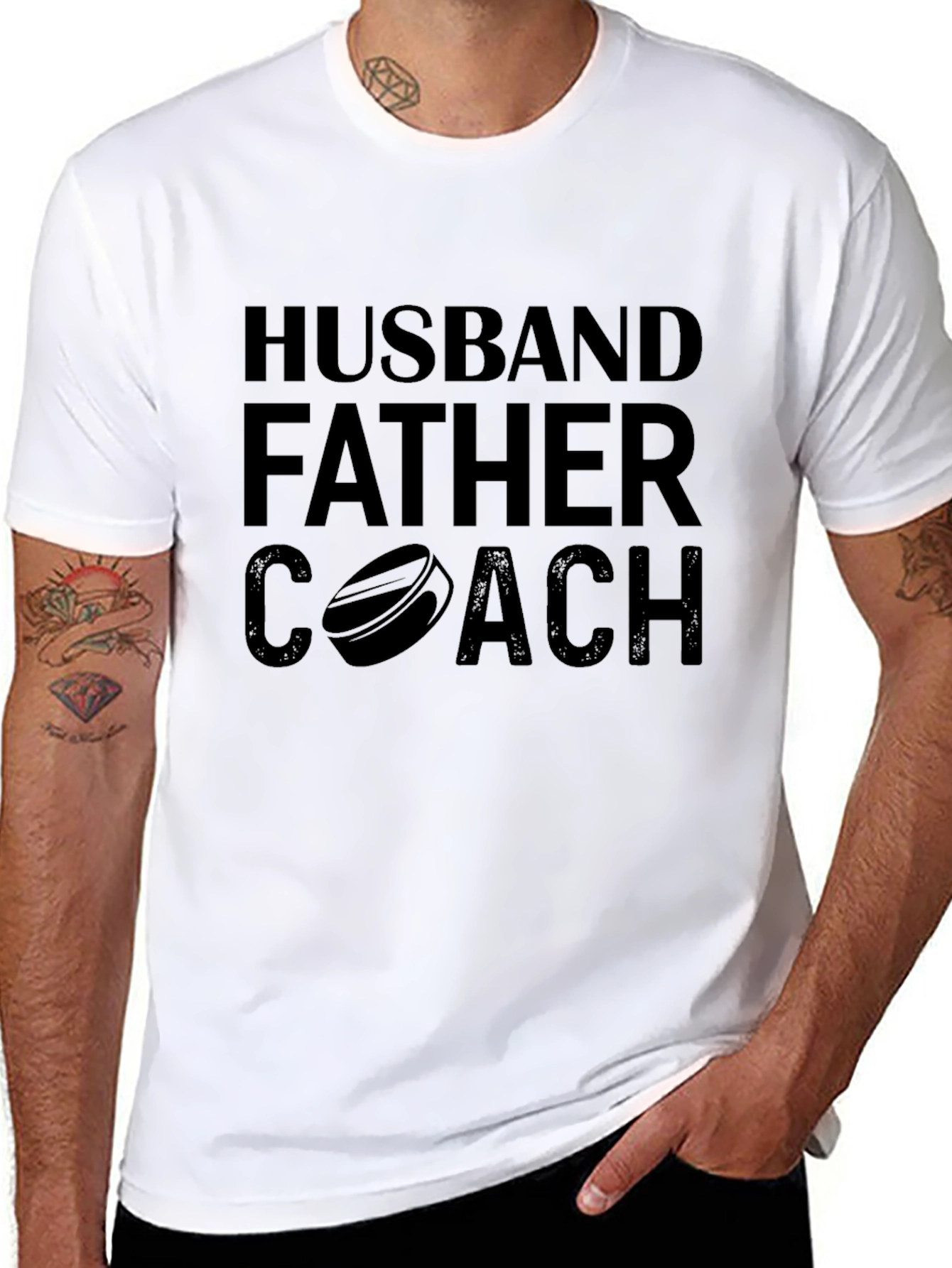 Husband Father Coach Black Graphic T-Shirt