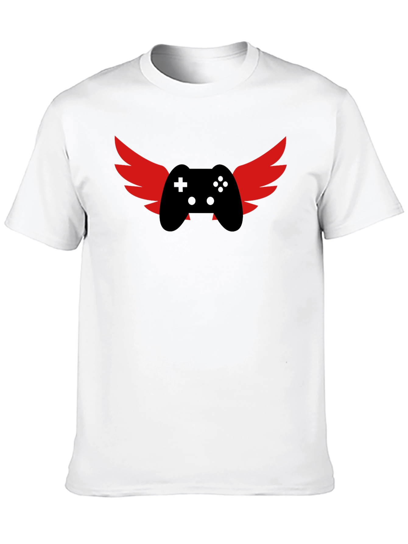 Gamer Wings Graphic Tee - Black Cotton T-Shirt