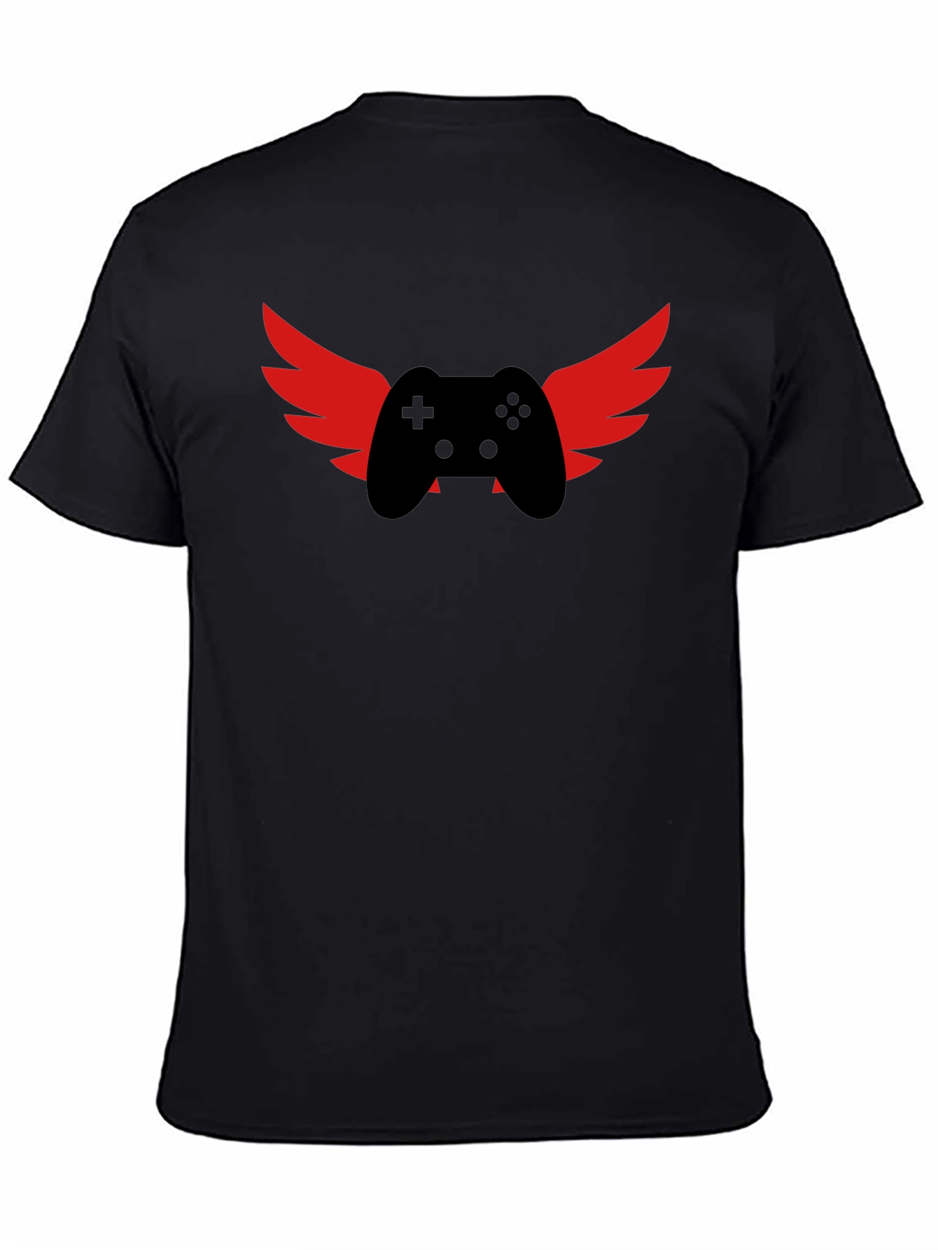 Gamer Wings Graphic Tee - Black Cotton T-Shirt
