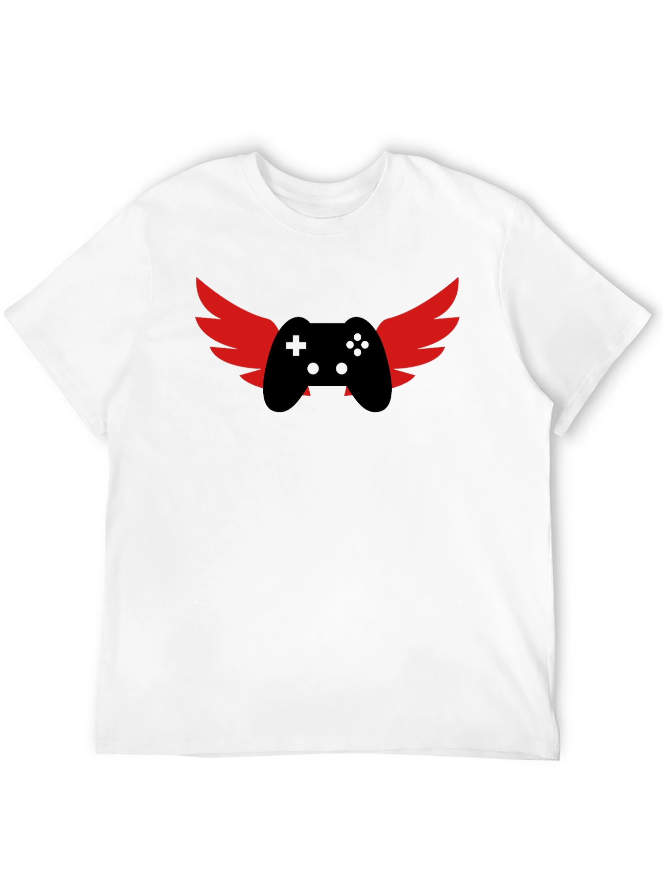 Gamer Wings Graphic Tee - Black Cotton T-Shirt