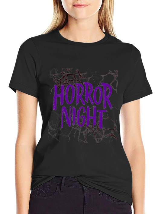Horror Night Graphic Tee - Black Cotton T-Shirt