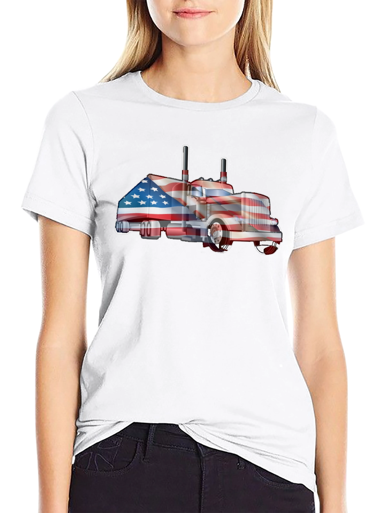 American Flag Truck Graphic T-Shirt