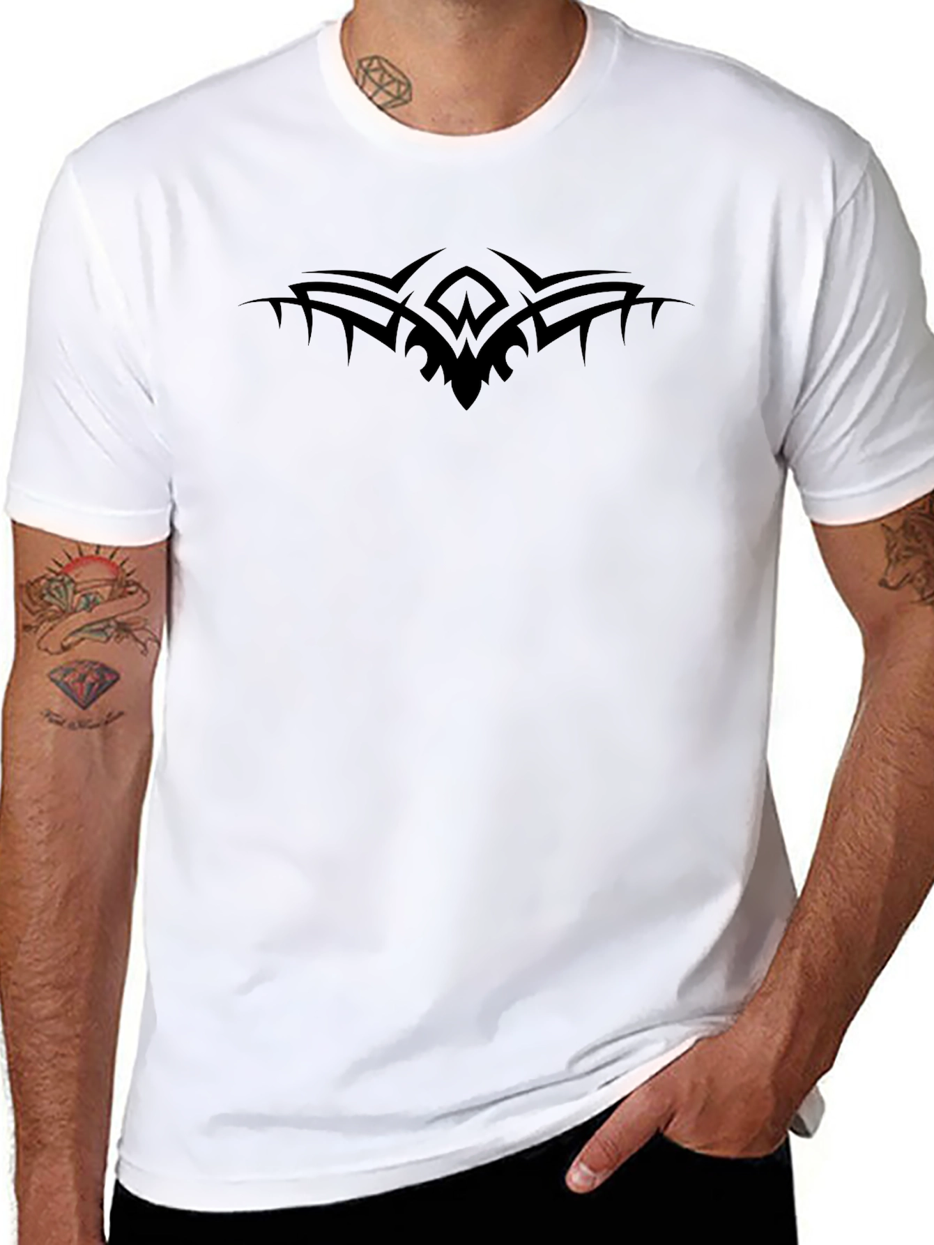 Mens Black Tee with Tribal Design