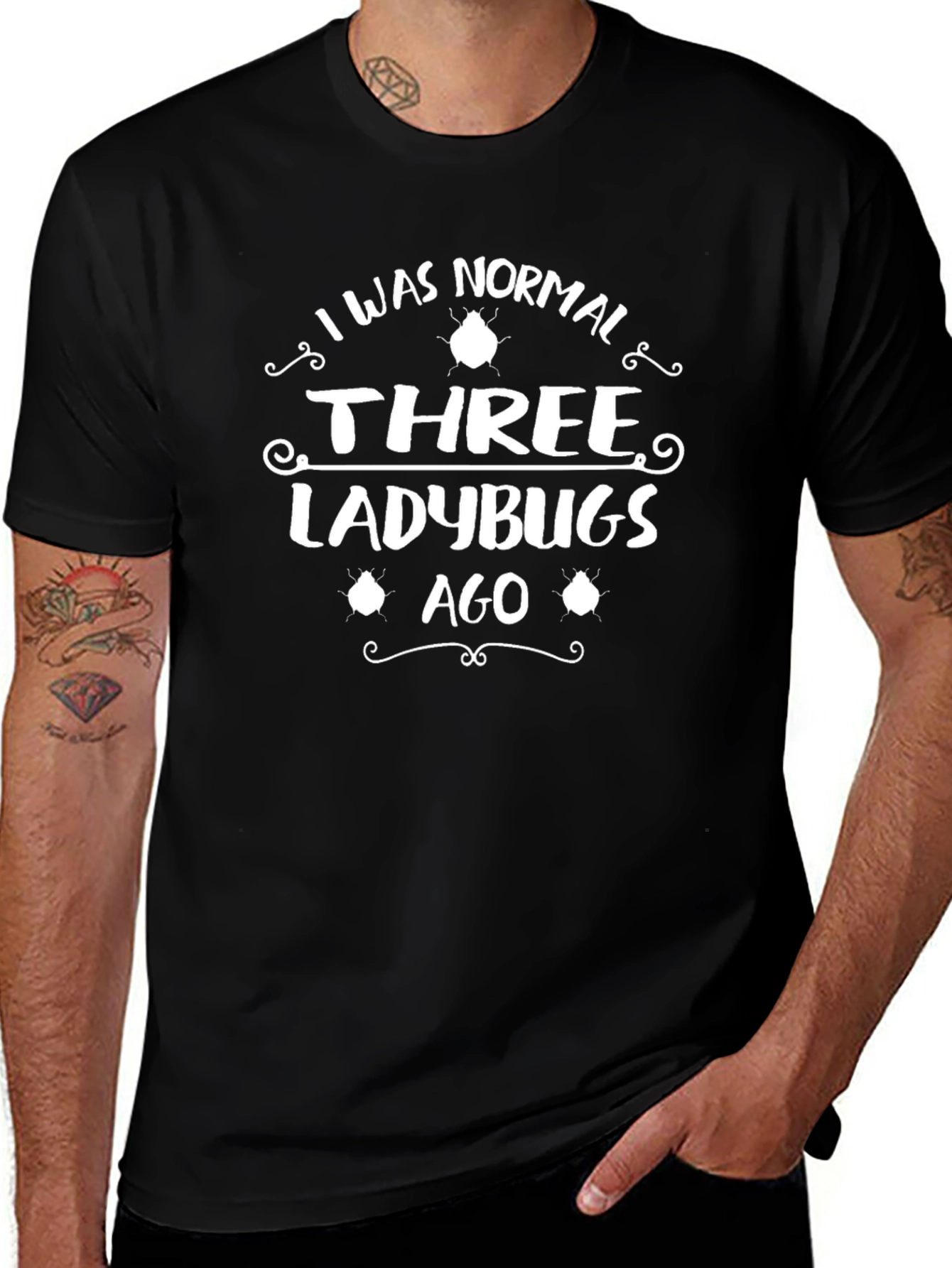 Normal Three Ladybugs Ago Black T-Shirt