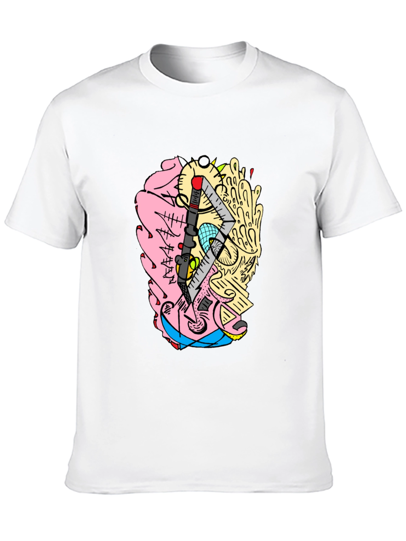 Abstract Brain Graphic Tee - Quirky Black T-Shirt