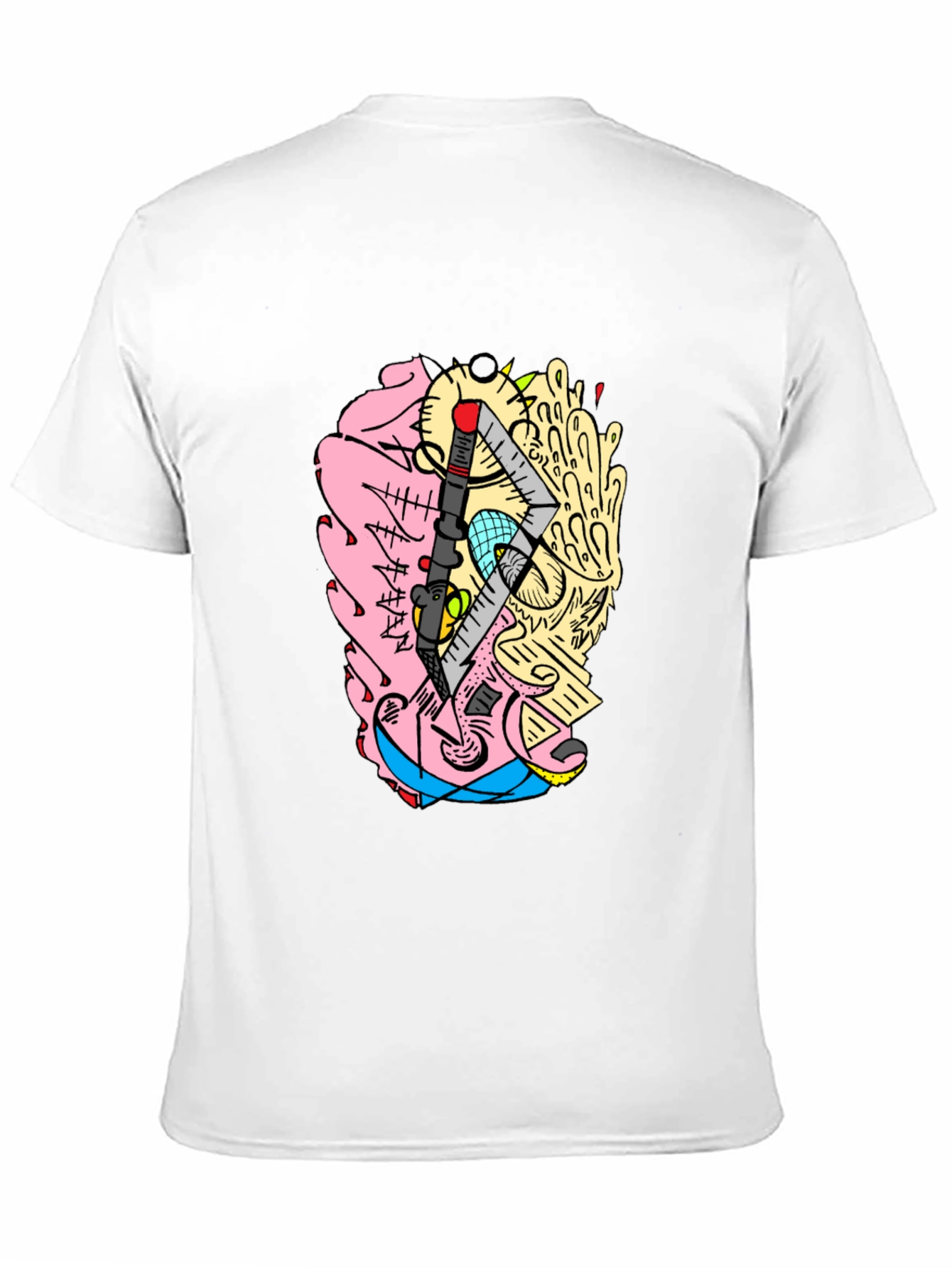 Abstract Brain Graphic Tee - Quirky Black T-Shirt