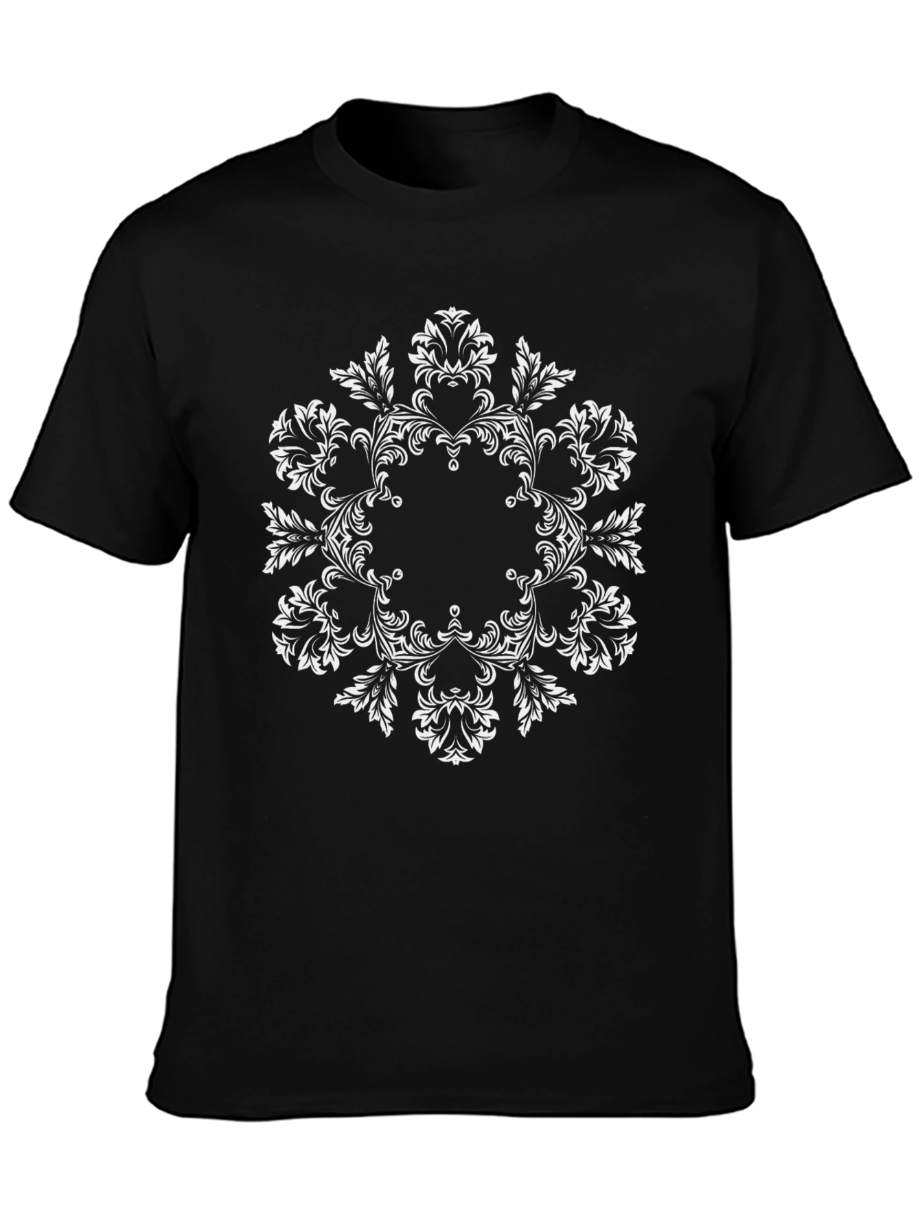 Floral Mandala Black T-Shirt