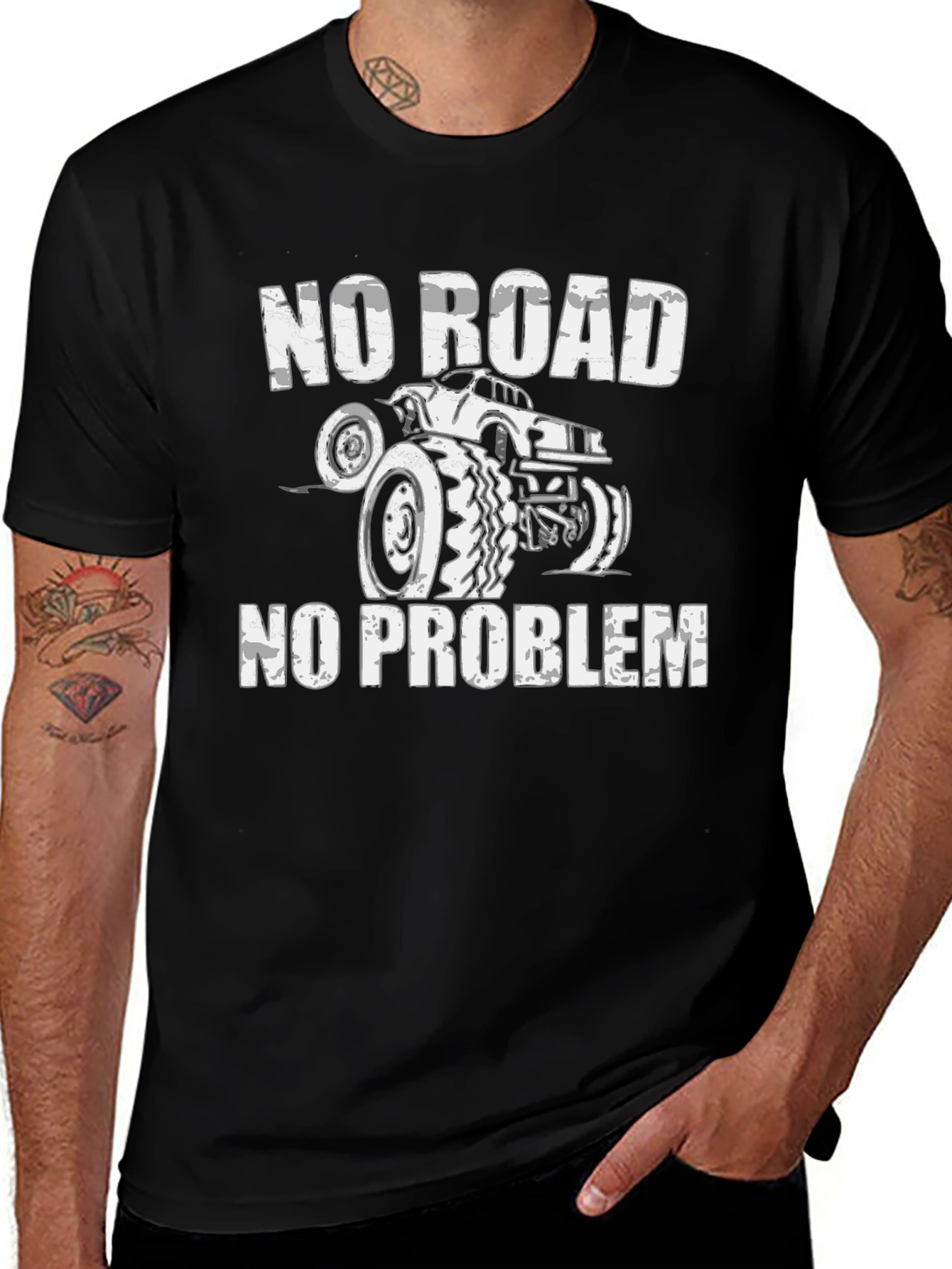 No Road No Problem Monster Truck Black T-Shirt