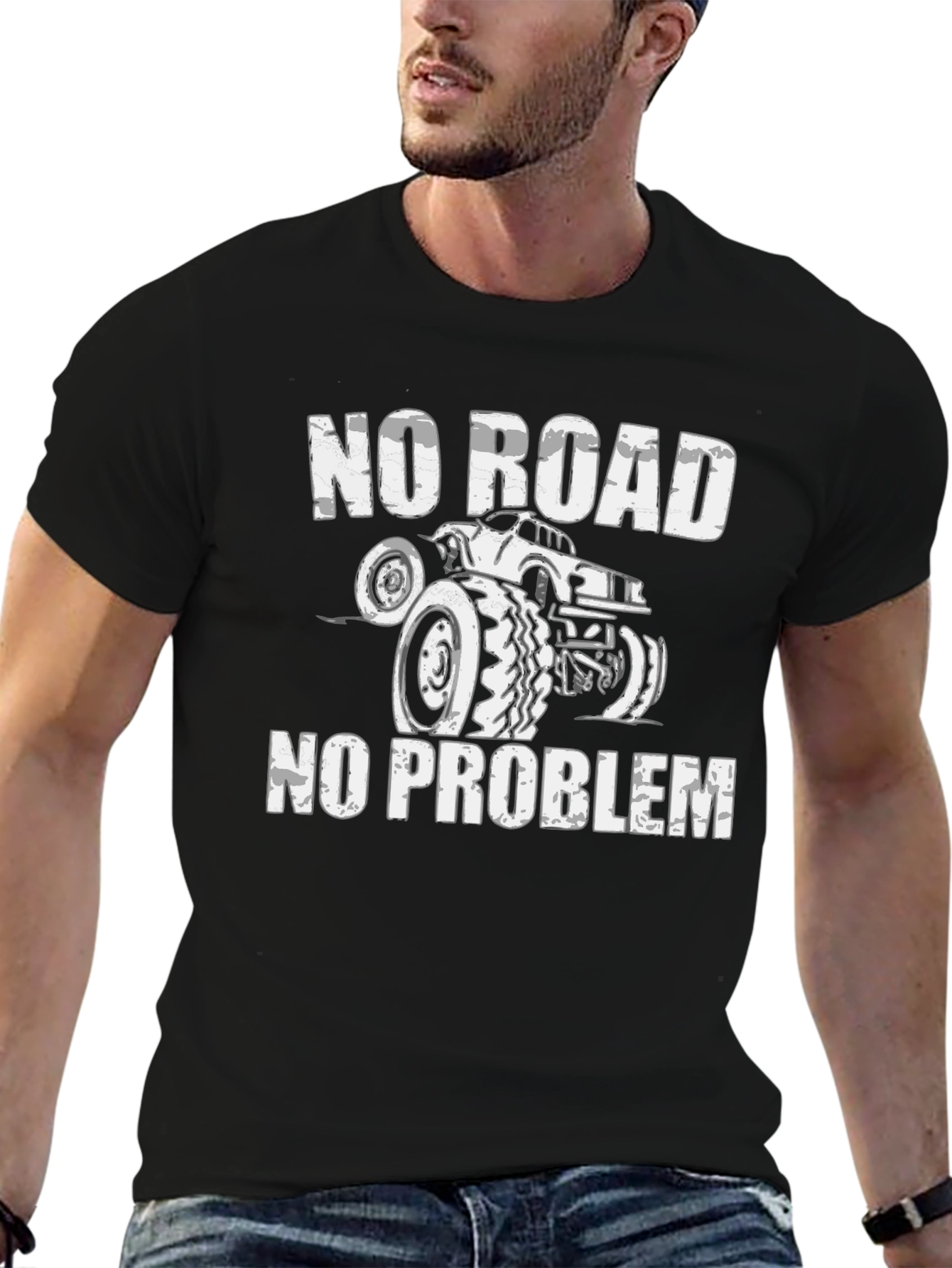 No Road No Problem Monster Truck Black T-Shirt