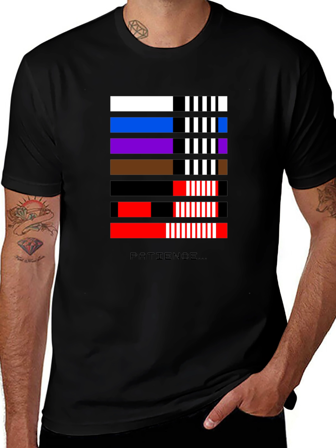 BJJ Patience T-Shirt - Jiu-Jitsu Belt Stripe Design
