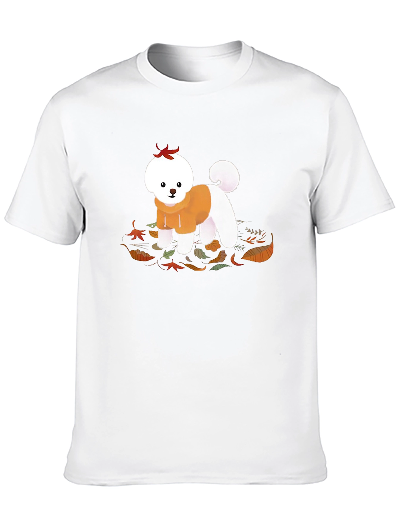 Dog in Hoodie T-Shirt - Autumn Leaves