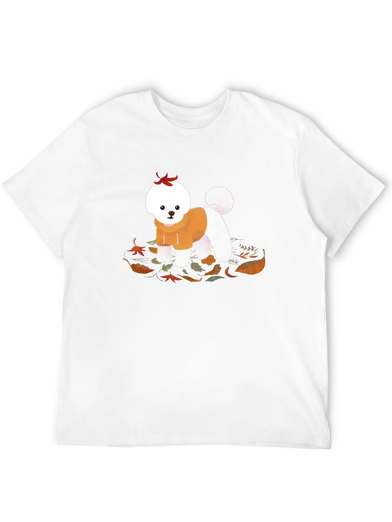 Dog in Hoodie T-Shirt - Autumn Leaves