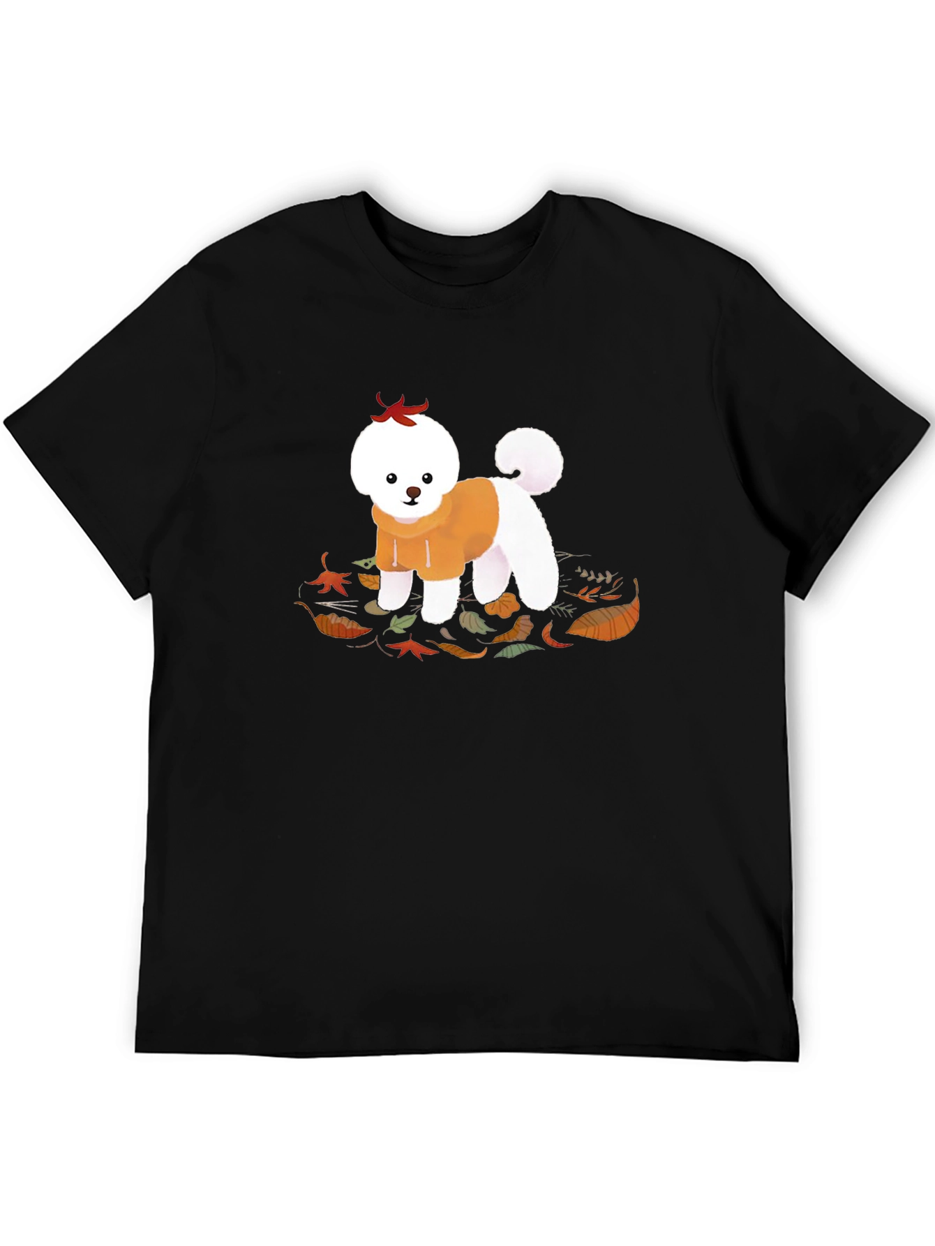 Dog in Hoodie T-Shirt - Autumn Leaves