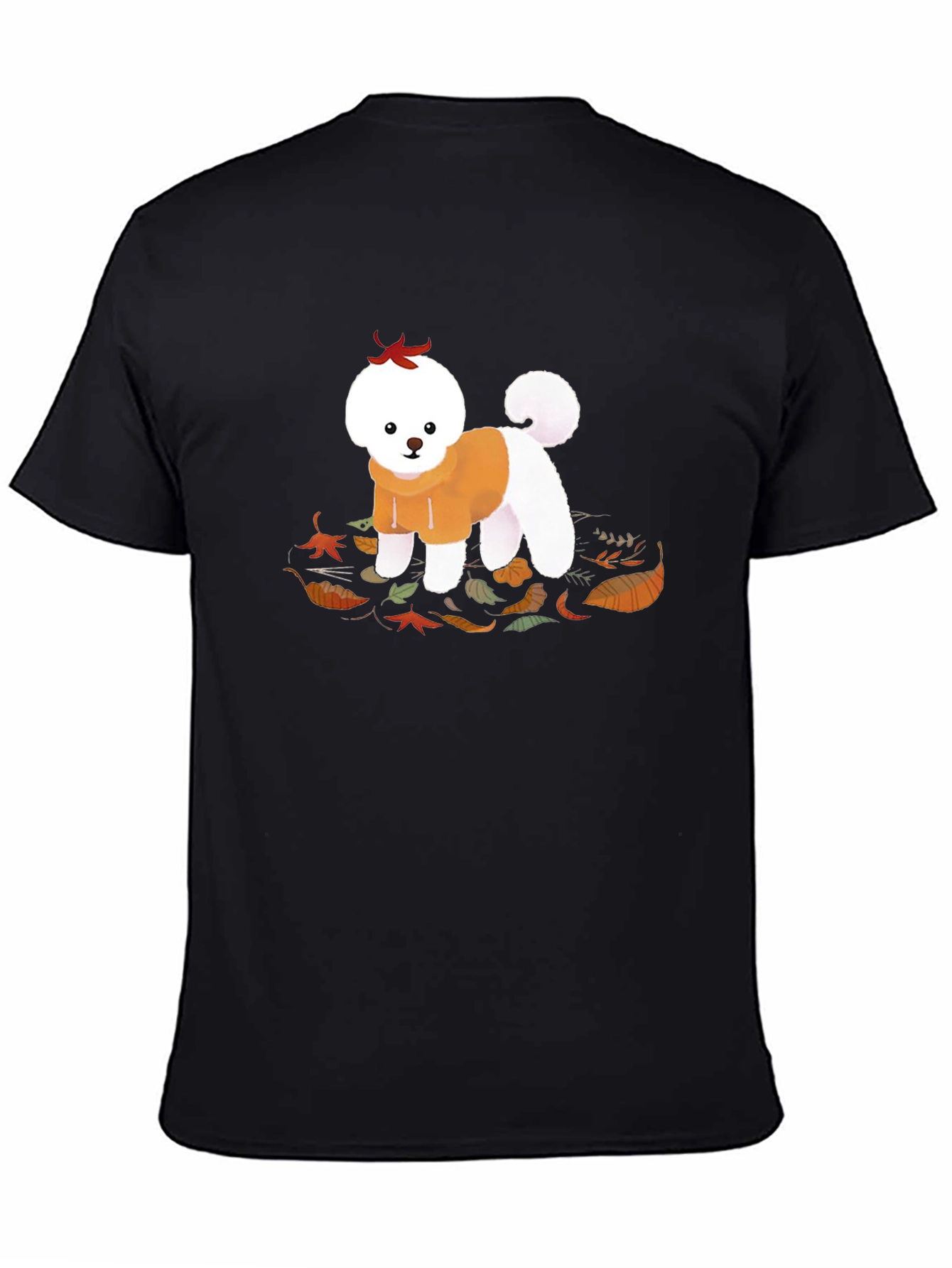 Dog in Hoodie T-Shirt - Autumn Leaves