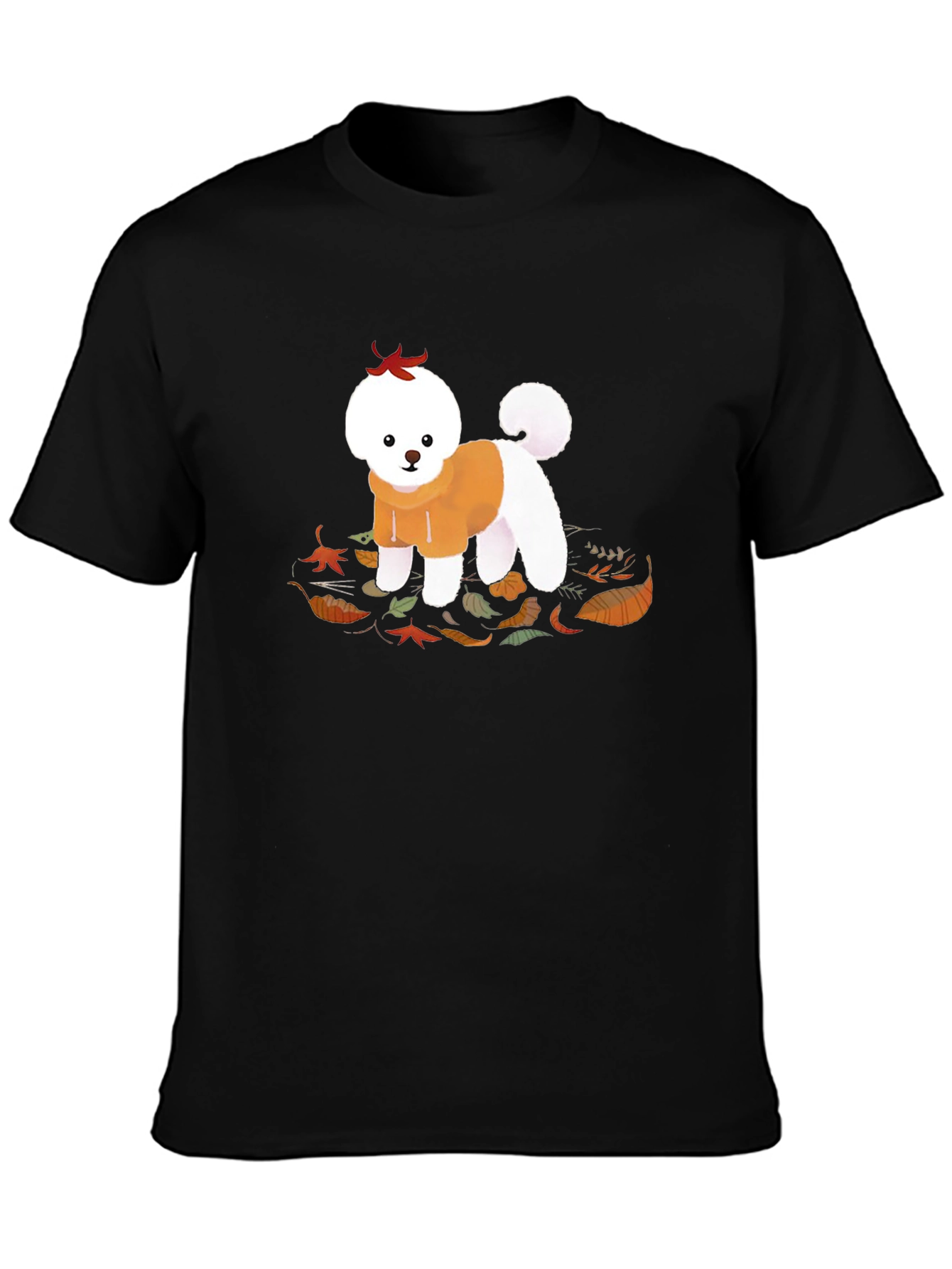 Dog in Hoodie T-Shirt - Autumn Leaves