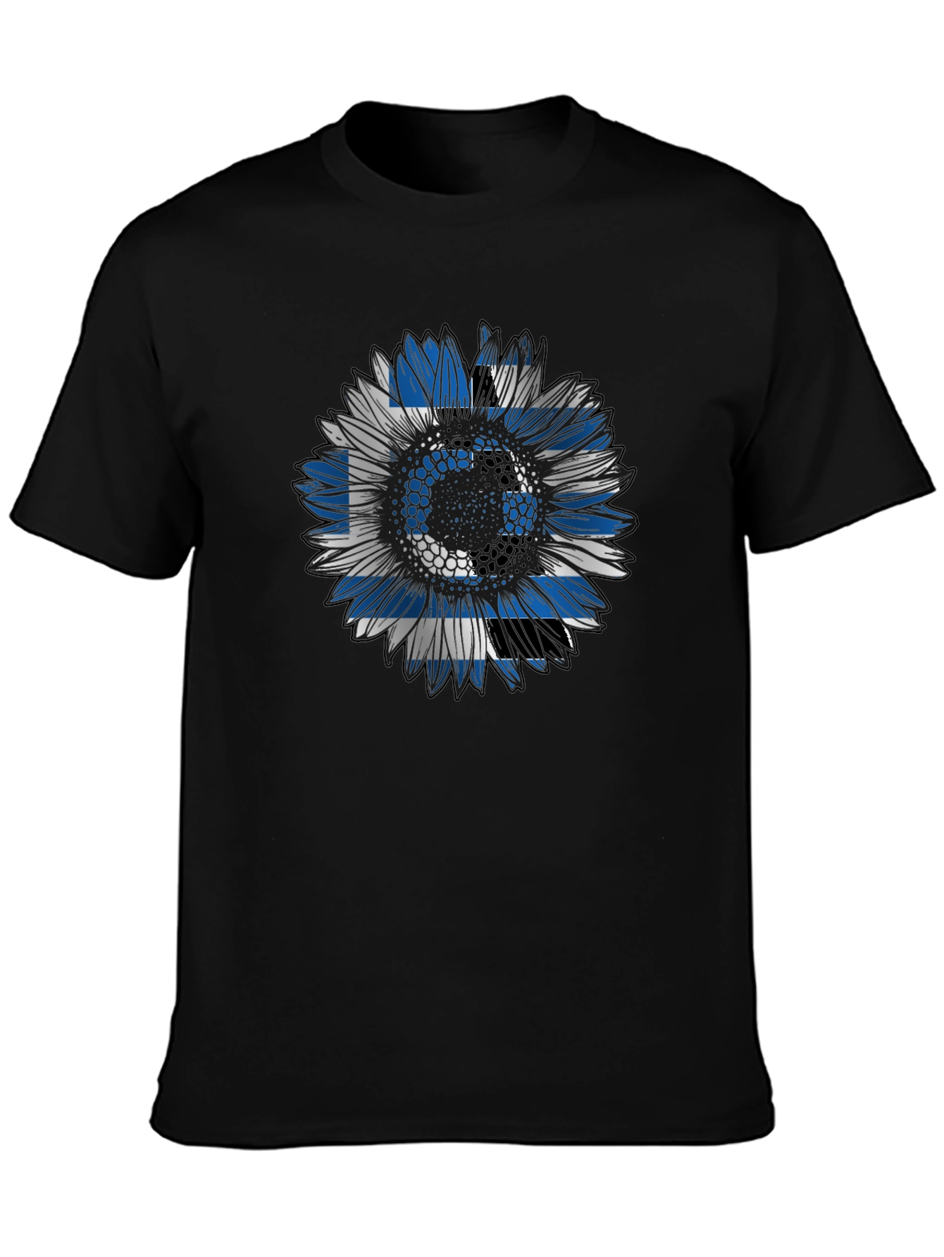 Greek Flag Sunflower Graphic Tee