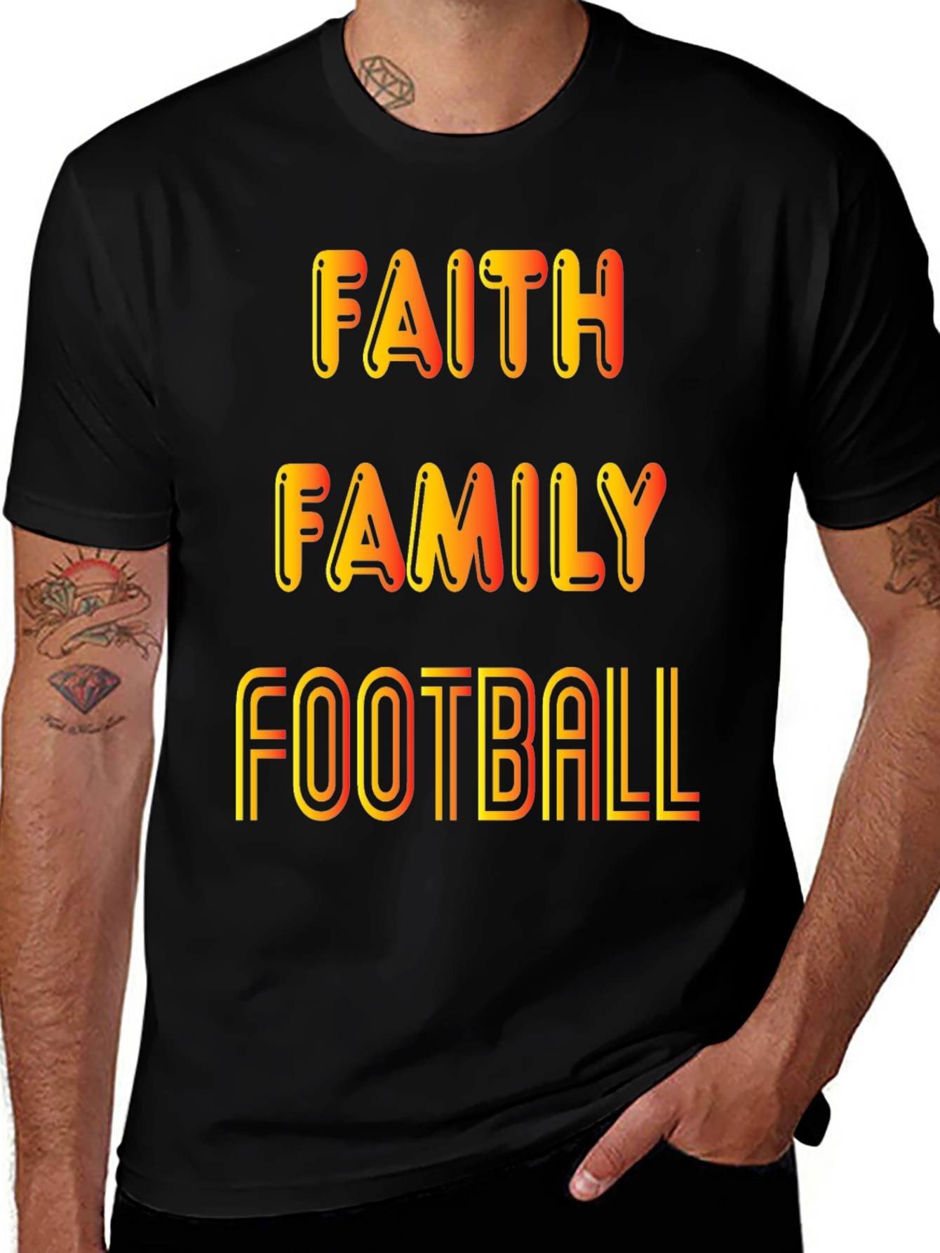 Faith Family Football Graphic T-Shirt