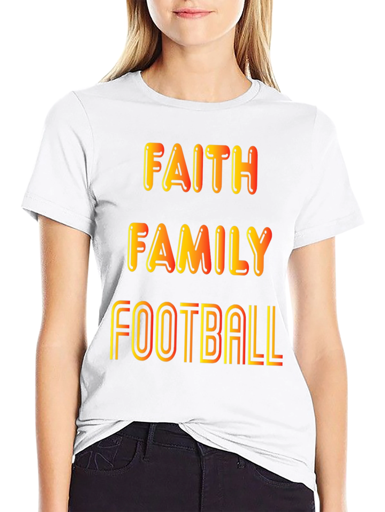 Faith Family Football Graphic T-Shirt