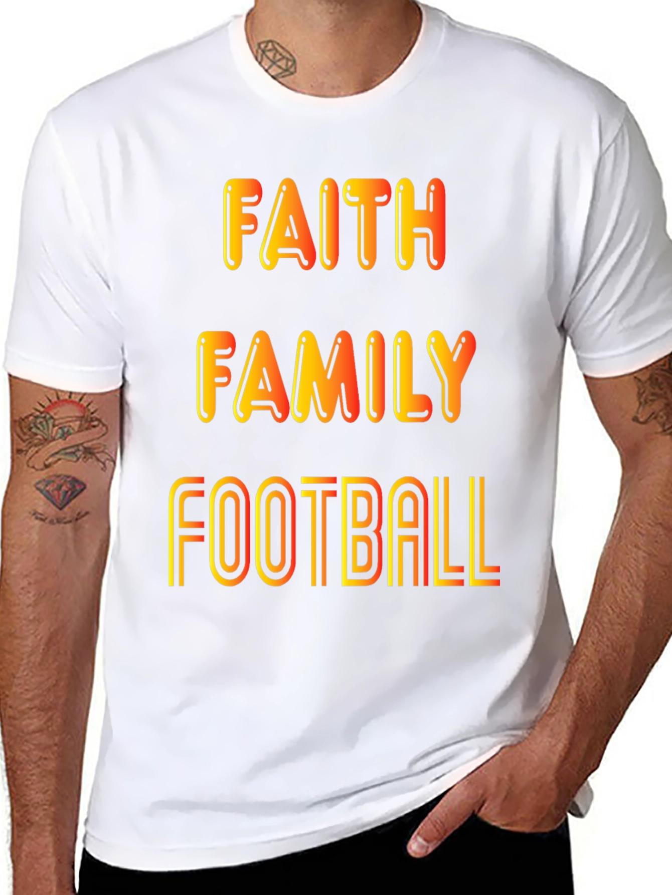 Faith Family Football Graphic T-Shirt
