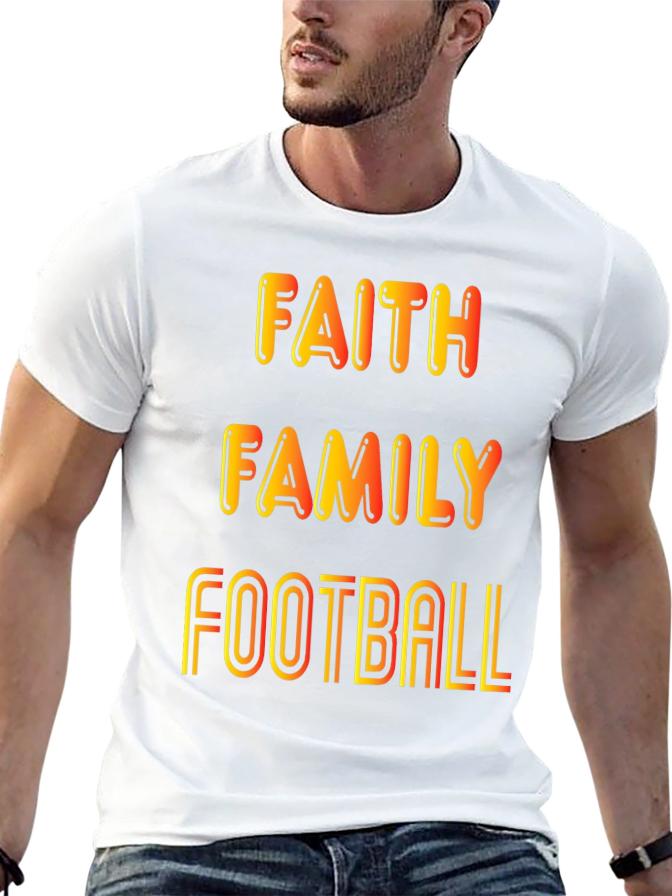 Faith Family Football Graphic T-Shirt