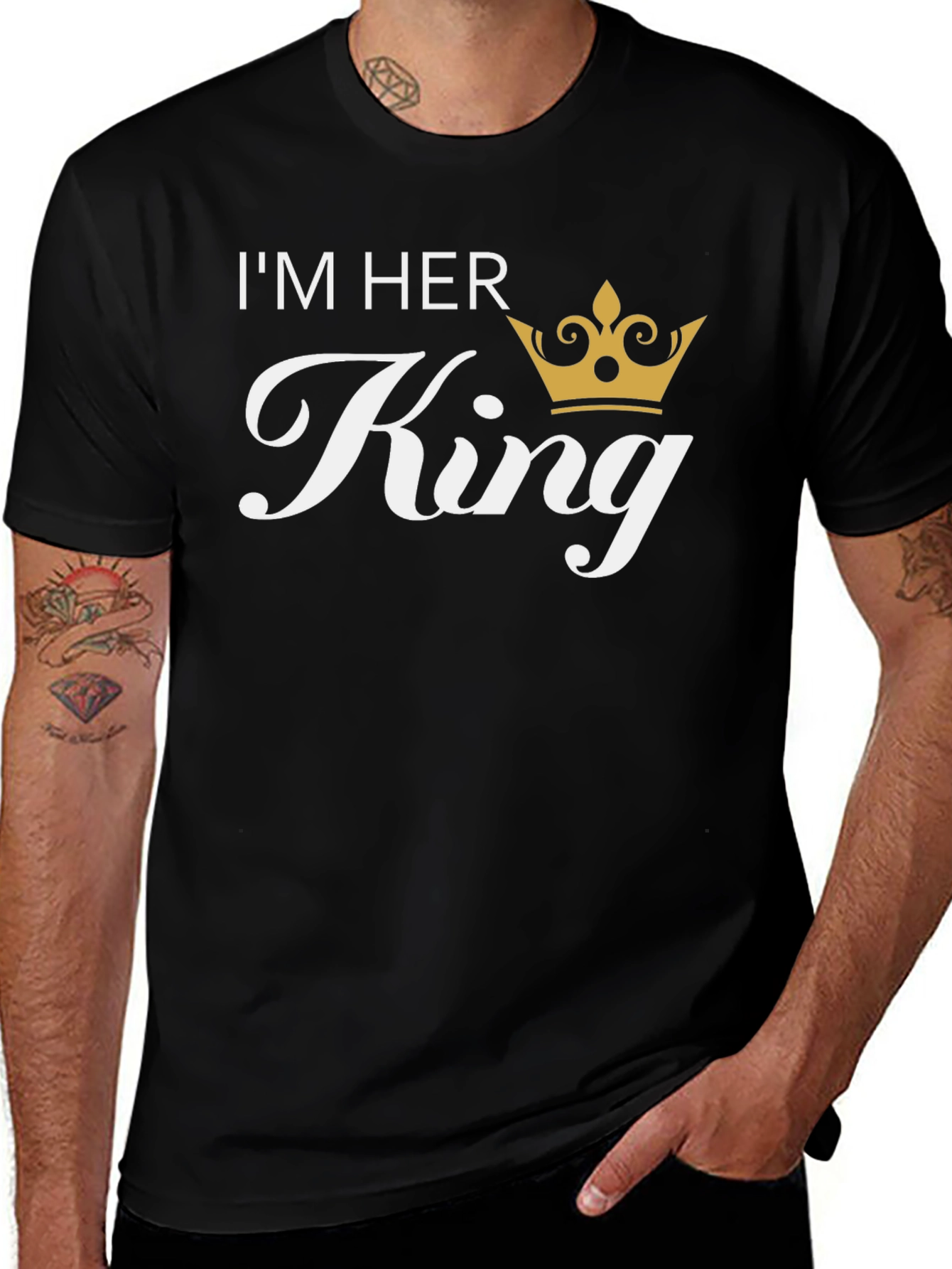 Im Her King Matching Couple T-Shirt - Black