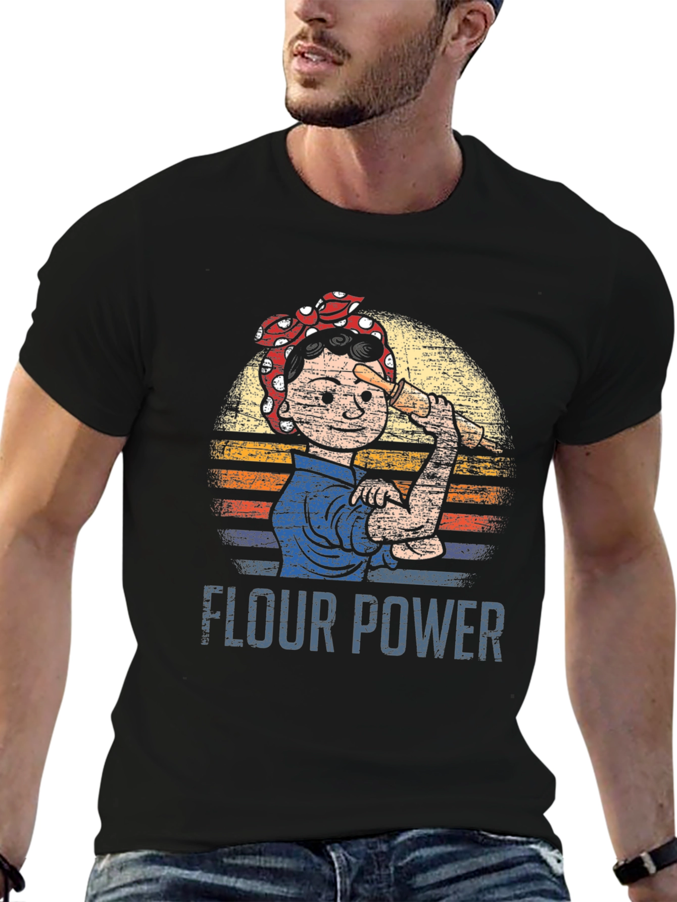 Flour Power Graphic Tee - Retro Baker Shirt