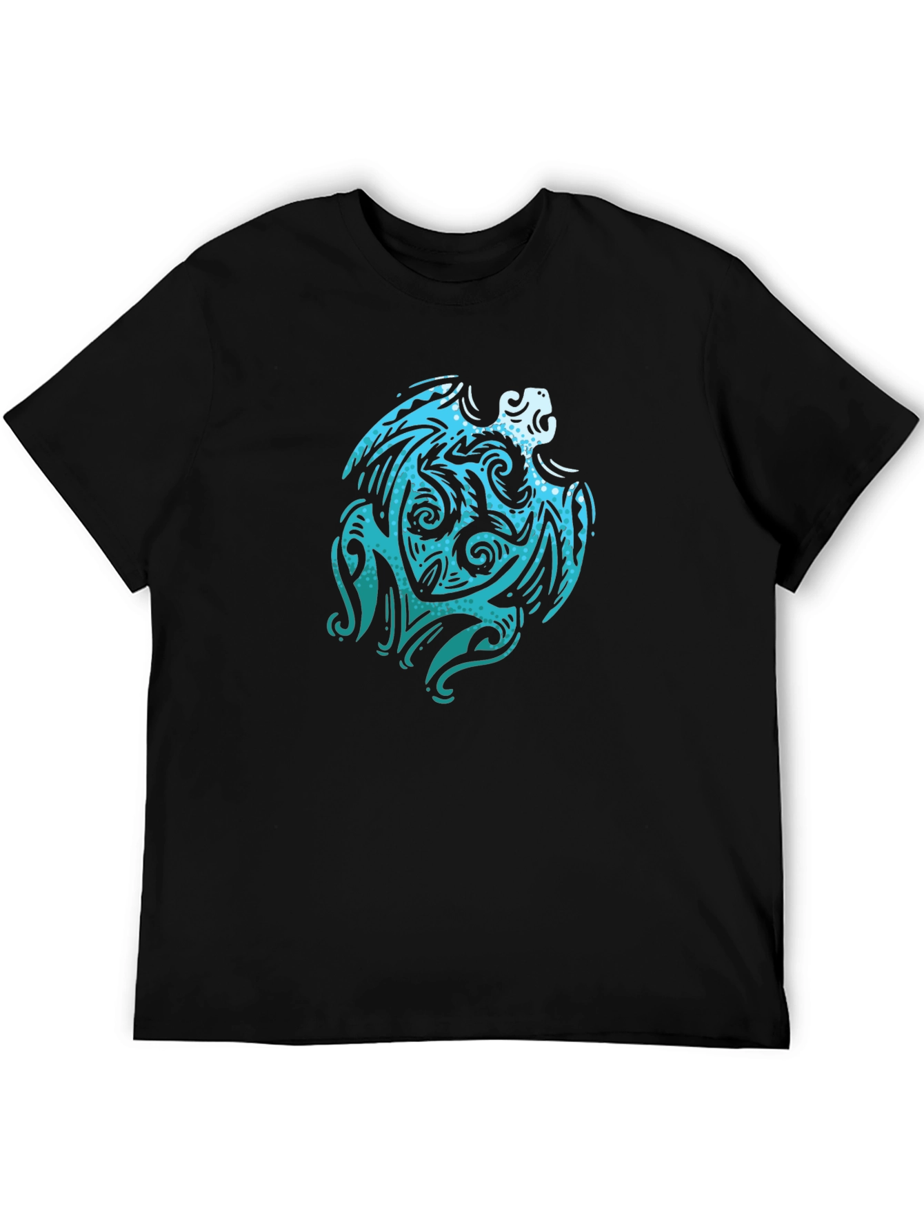 Tribal Turtle Graphic Black Tee Shirt