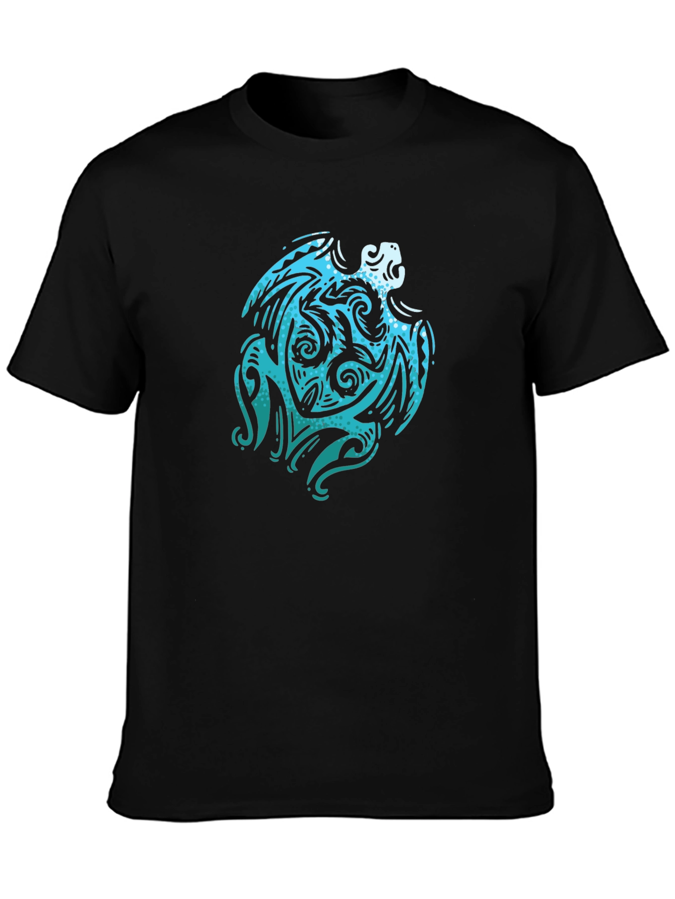 Tribal Turtle Graphic Black Tee Shirt
