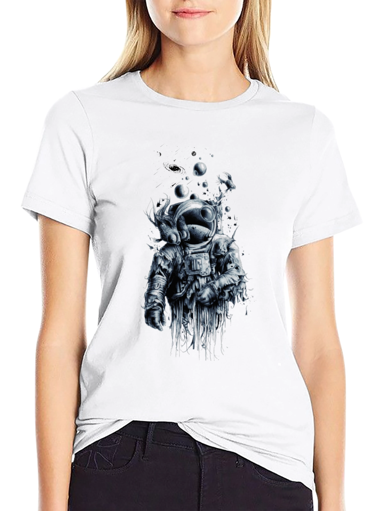 Astronaut Graphic Tee - Black Crew Neck T-Shirt