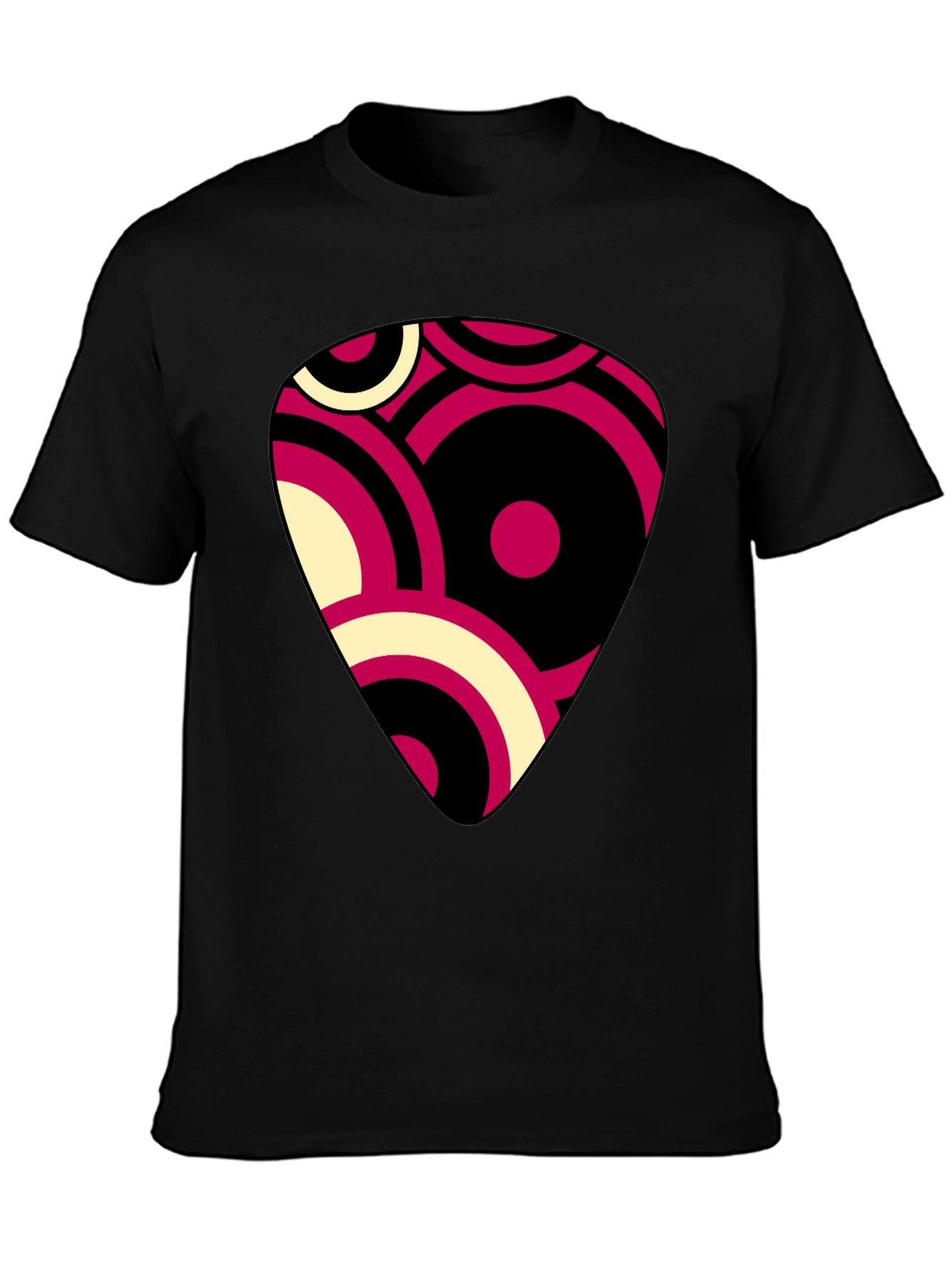 Retro Guitar Pick Graphic Tee - Black