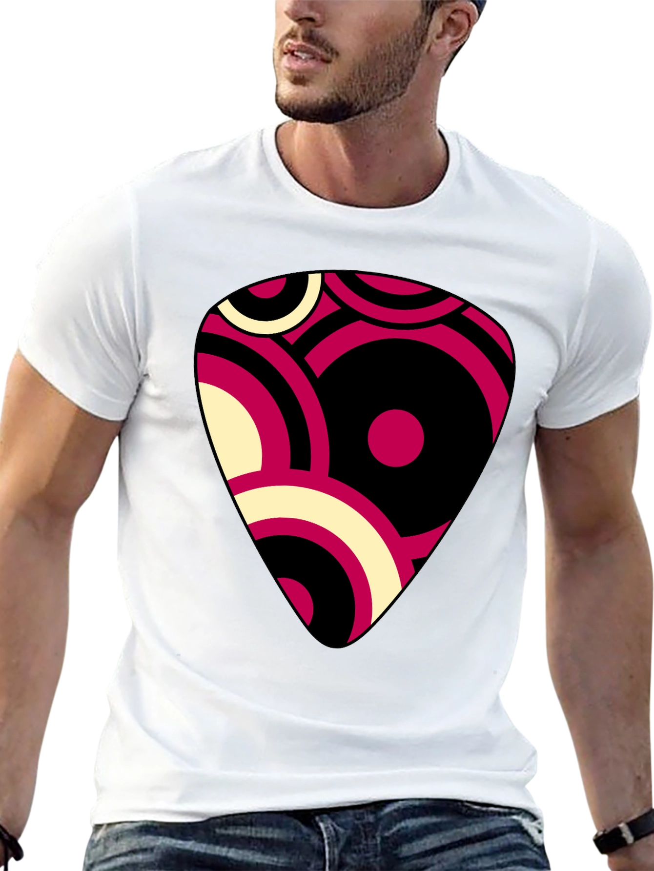 Retro Guitar Pick Graphic Tee - Black