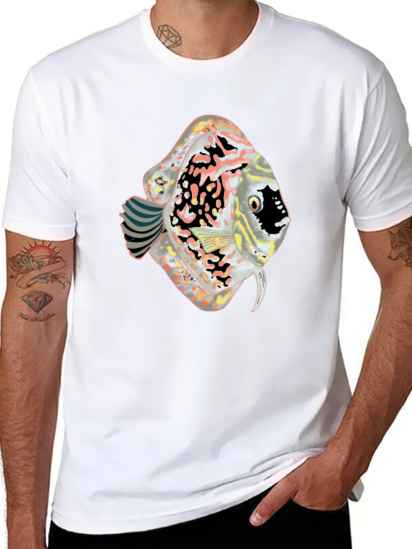 Discus Fish Graphic Black T-Shirt