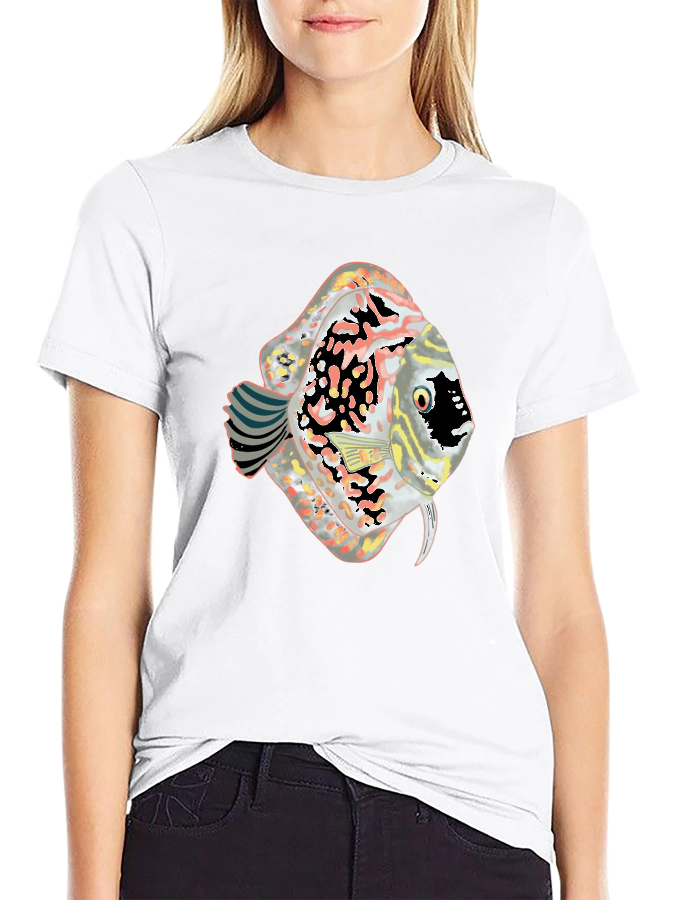 Discus Fish Graphic Black T-Shirt