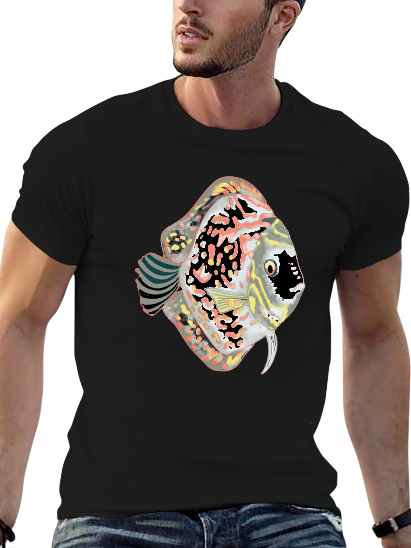 Discus Fish Graphic Black T-Shirt