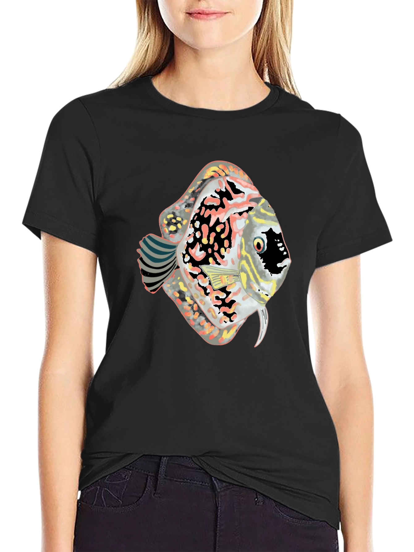 Discus Fish Graphic Black T-Shirt