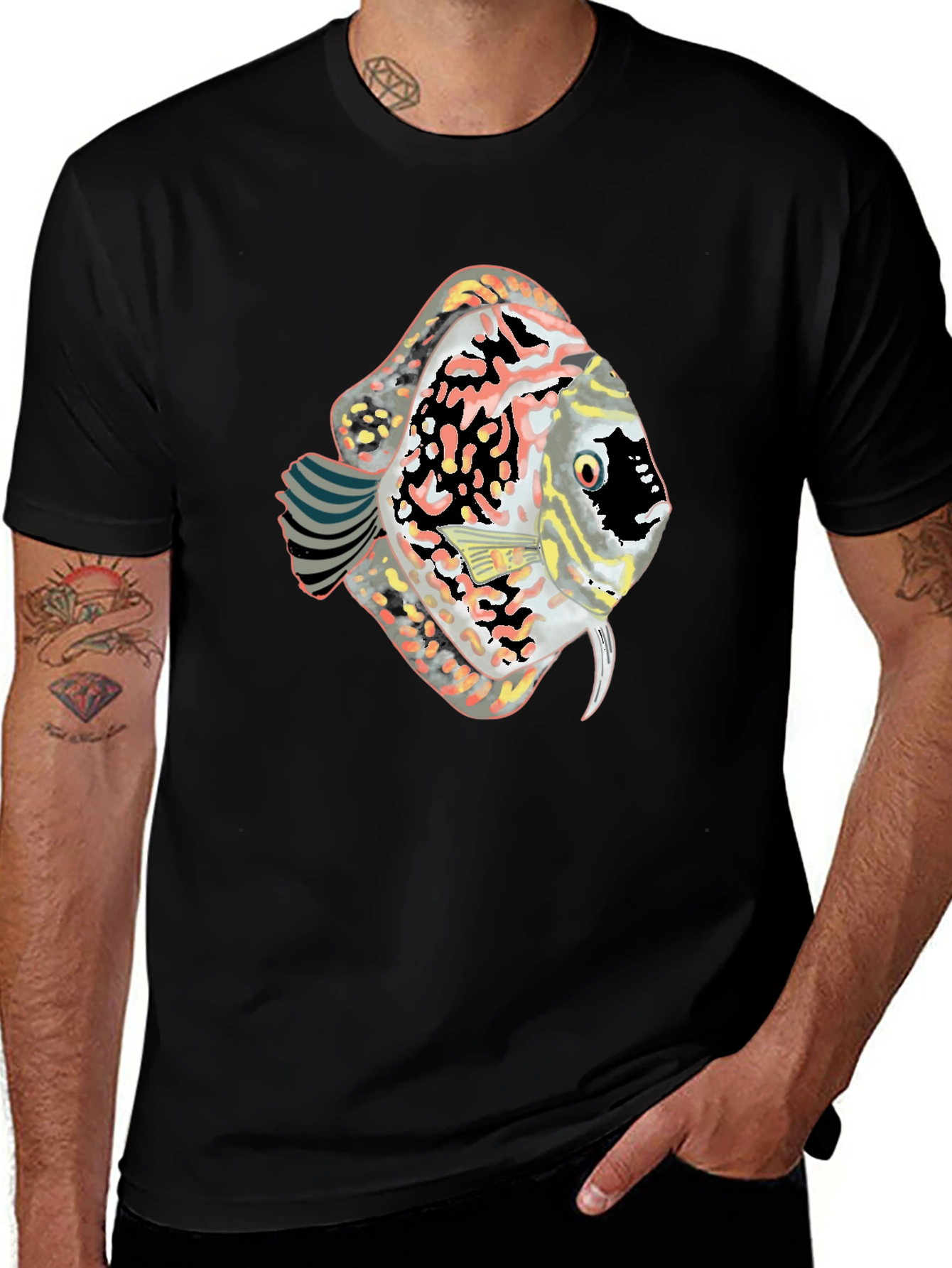 Discus Fish Graphic Black T-Shirt