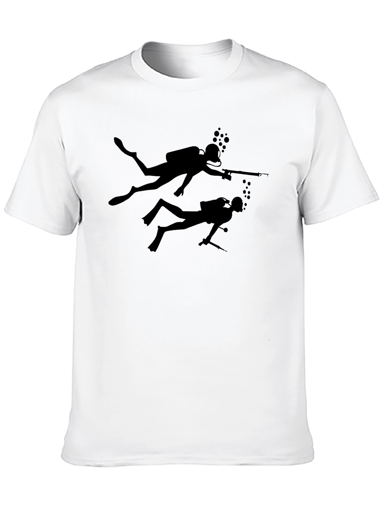 Diver Silhouette Black T-Shirt - Spearfishing Design