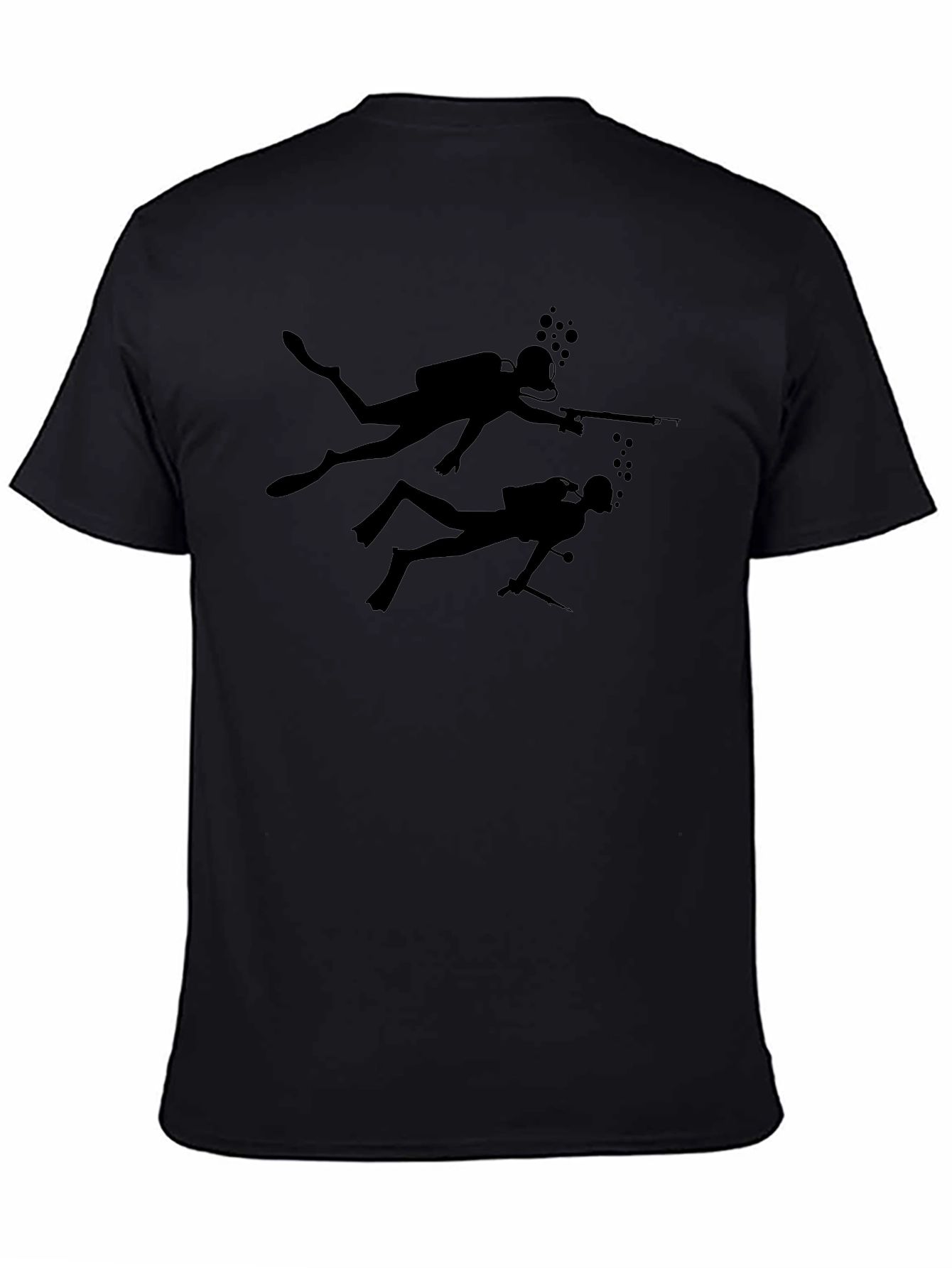 Diver Silhouette Black T-Shirt - Spearfishing Design