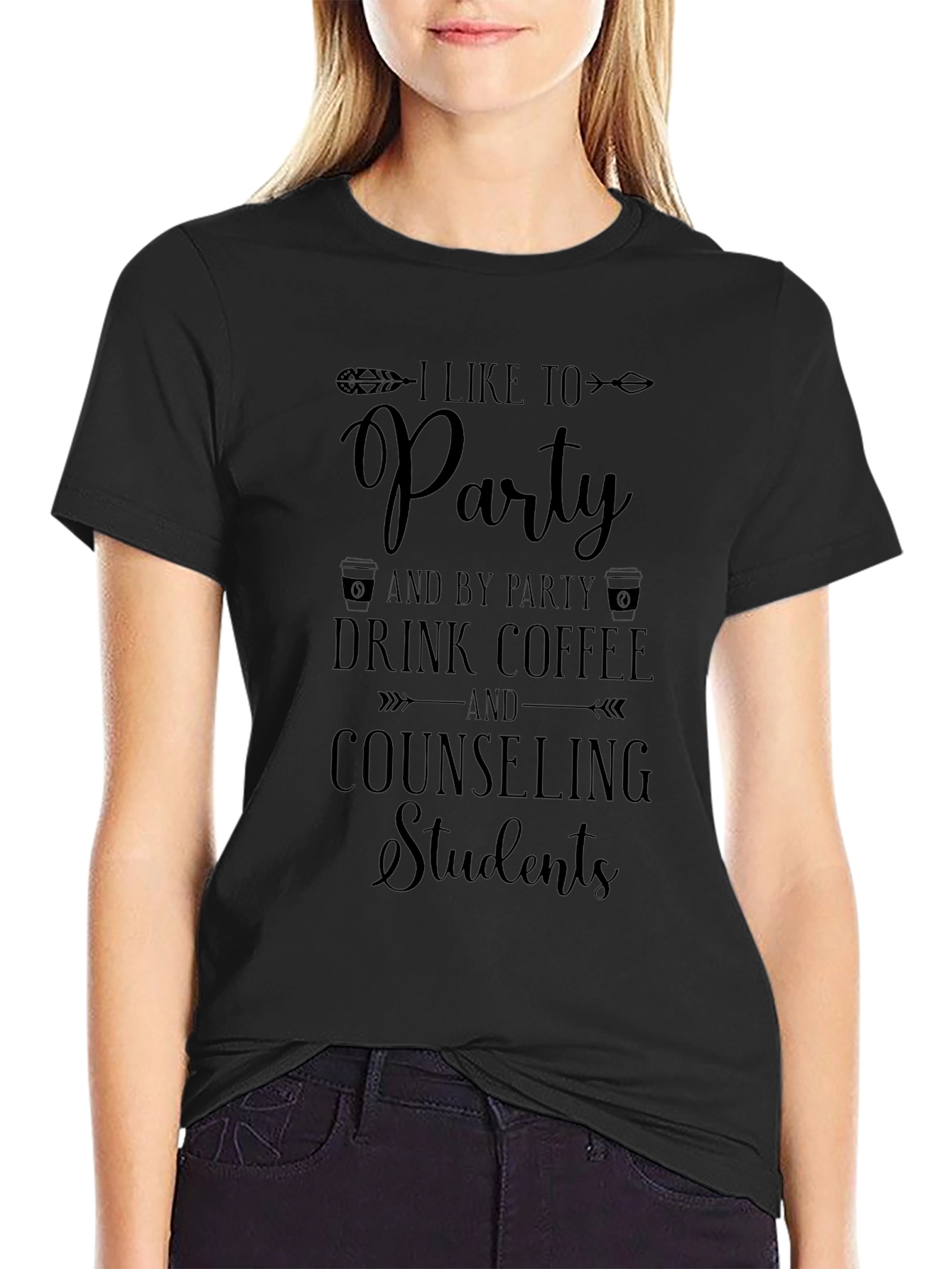 I Like To Party Counseling Students Black T-Shirt