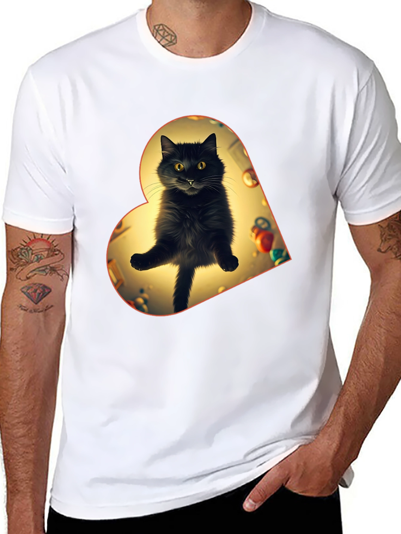 Black Cat Heart T-Shirt