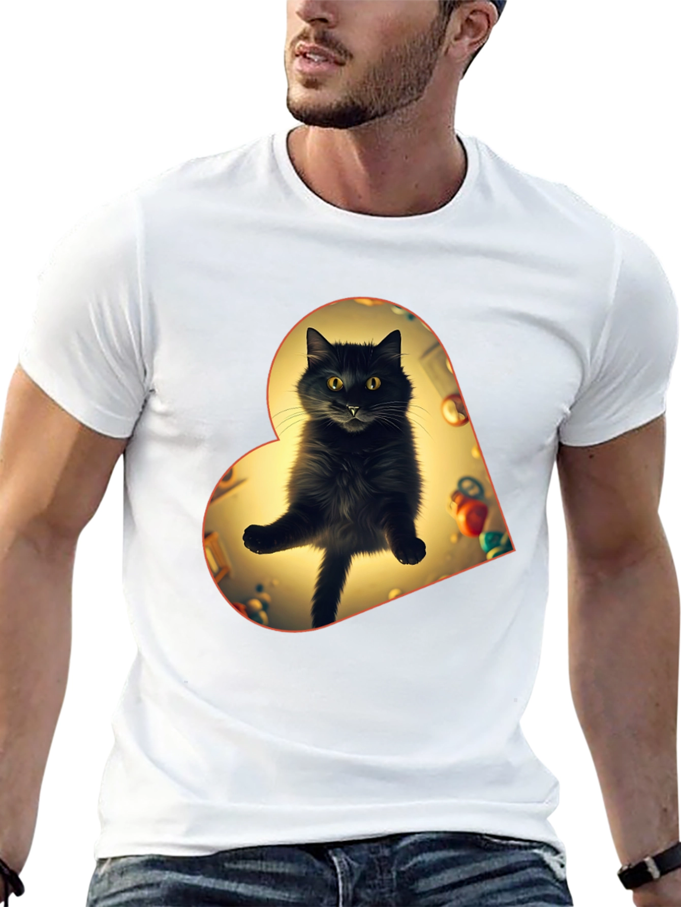 Black Cat Heart T-Shirt