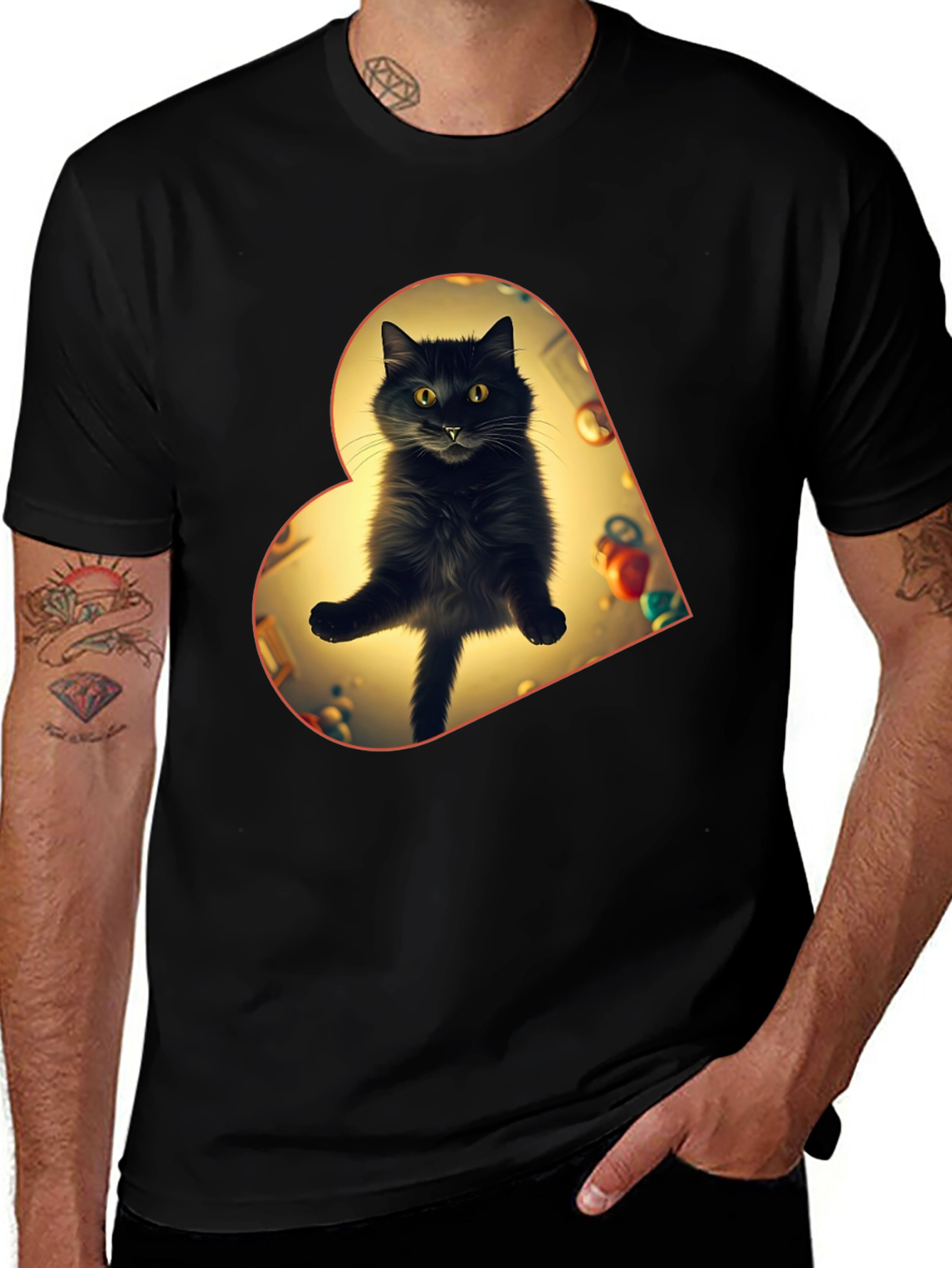 Black Cat Heart T-Shirt