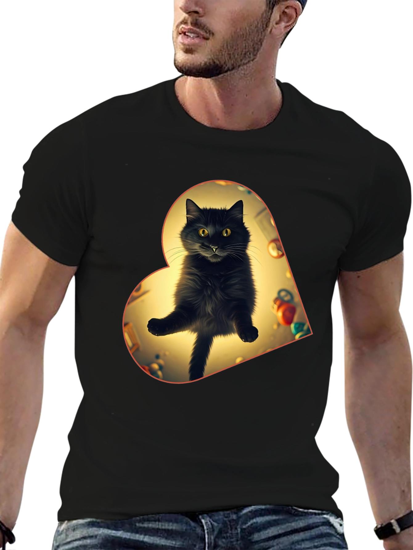 Black Cat Heart T-Shirt